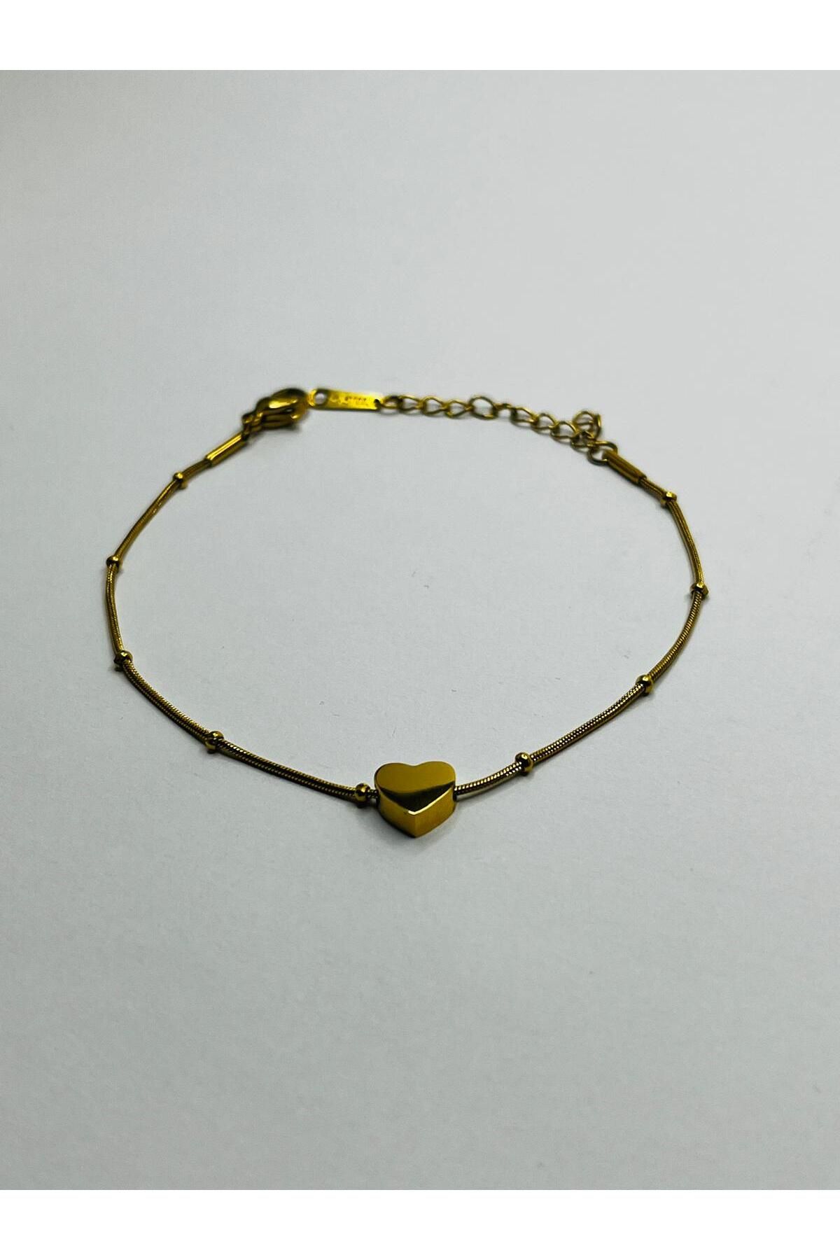 ASİN ACCESSORİES Mini Dorika Zincir Kalp Bileklik - Çelik Bileklik