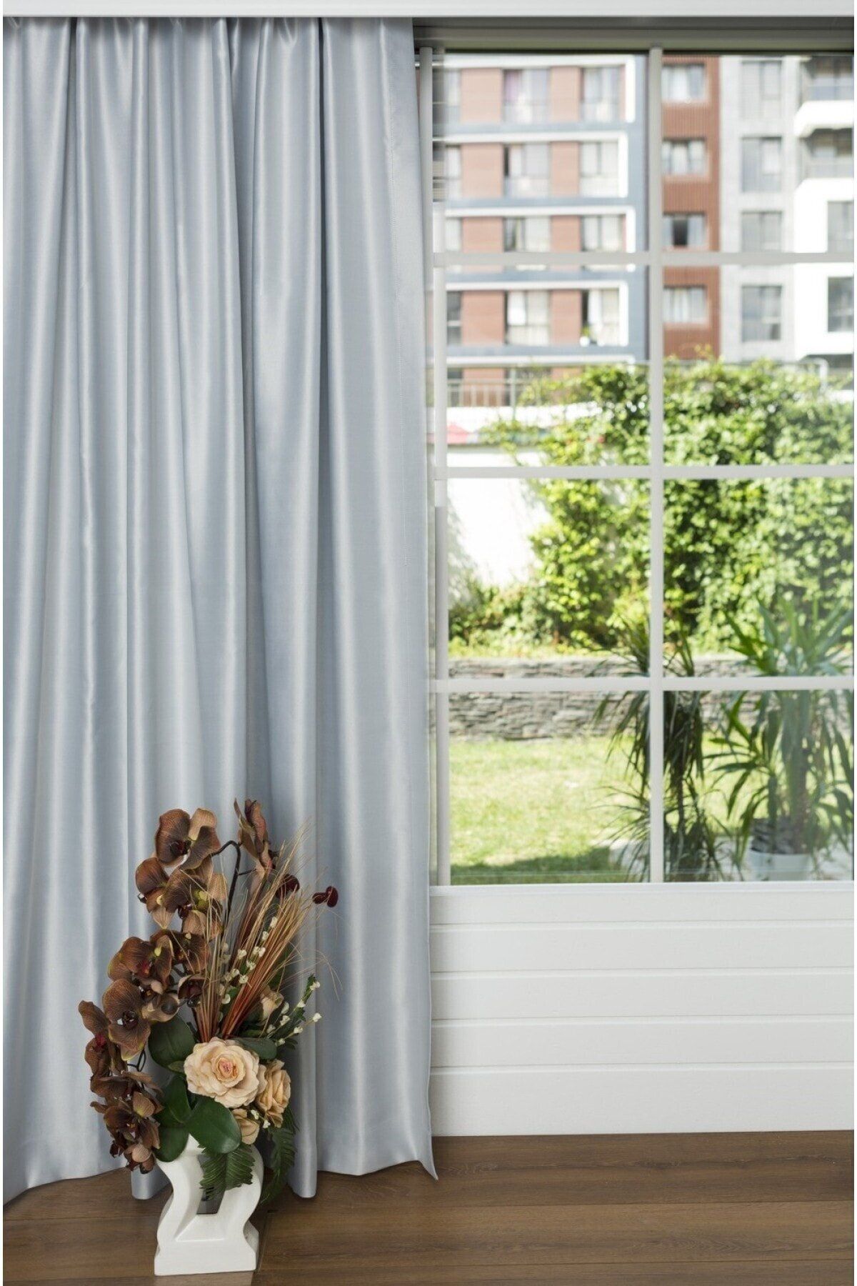 Caserta Home 1/2 Seyrek Pile Premium Blackout Işık Geçirmez Karartma Güneşlik Fon Perde V-1 Gümüş