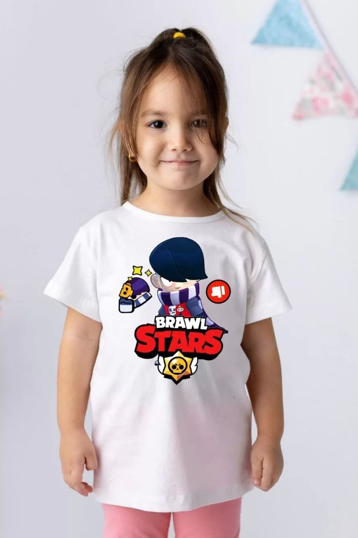 luz&pos Unisex Bisiklet Yaka Kısa Kol Baskılı Çocuk T-Shirt - Beyaz