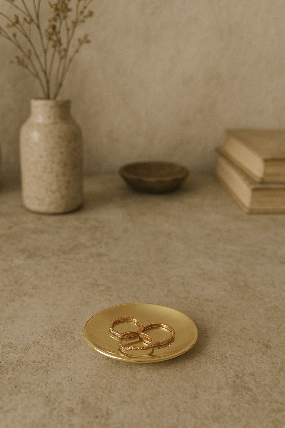 Barine Pirinç Dekoratif Tabak Gold 7 cm