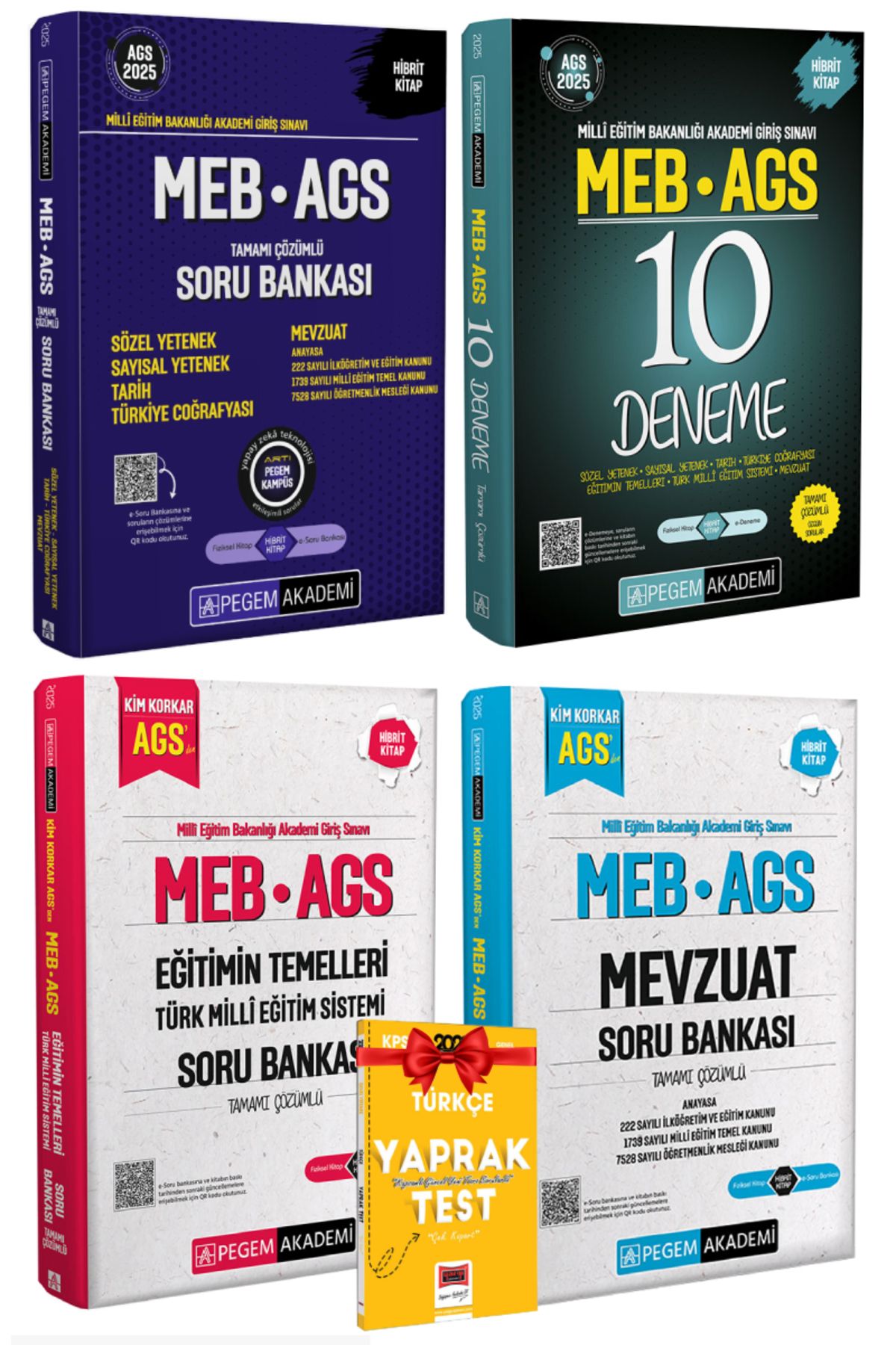 Pegem Akademi Yayıncılık 2025 Pegem MEB AGS Soru Bankası+AGS 10 Deneme+Eğitimin Temelleri Soru B+Mevzuat Soru Bankası