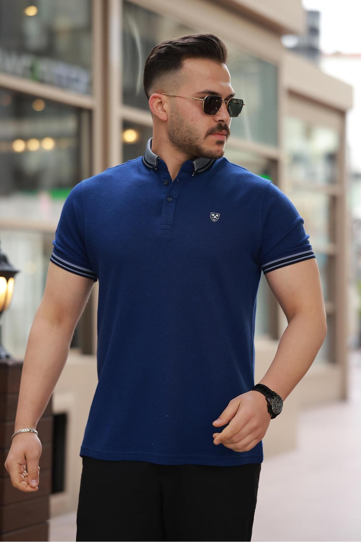 Miron İndigo Logo Nakışlı Polo Yaka Kısa Kollu Tişört -2518