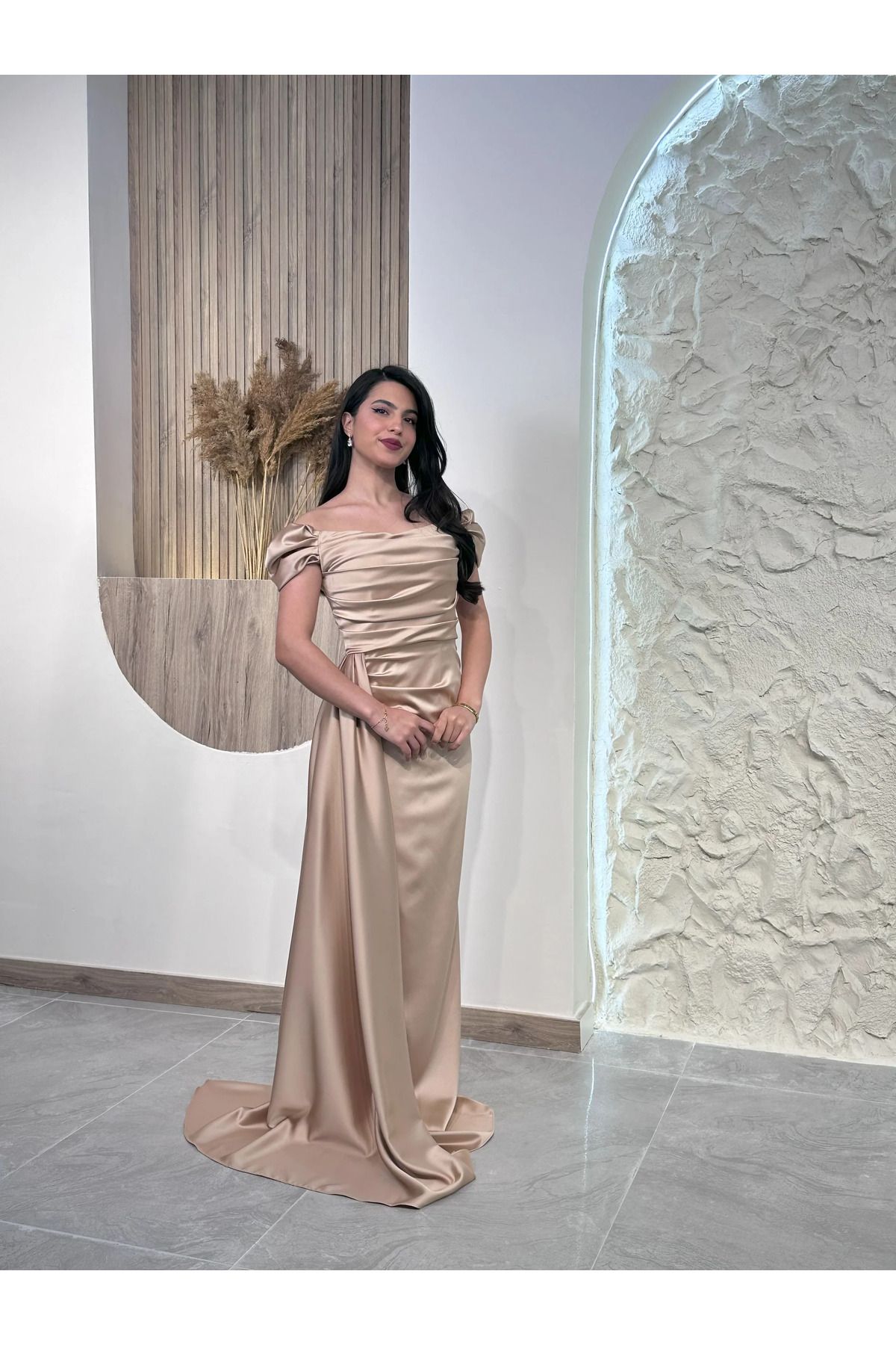 Kyra Studios Bej 2301 Abiye Elbise
