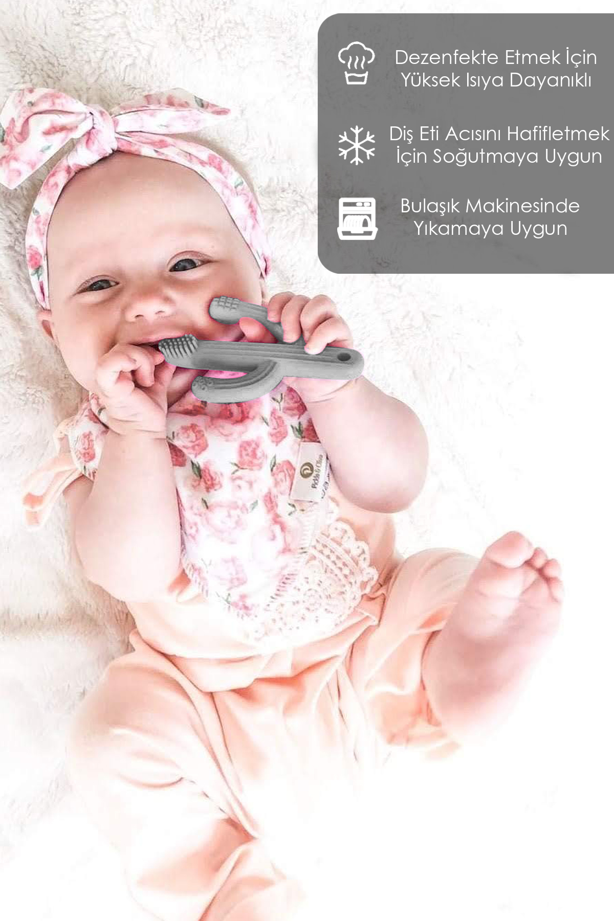 Meleni Baby 3'lü Silikon Diş Kaşıyıcı Set - Kaktüs Zürafa Figürlü Diş Kaşıyıcı Bebek Diş Kaşıma Emziği Gri fotoğrafı 5 (önizleme)