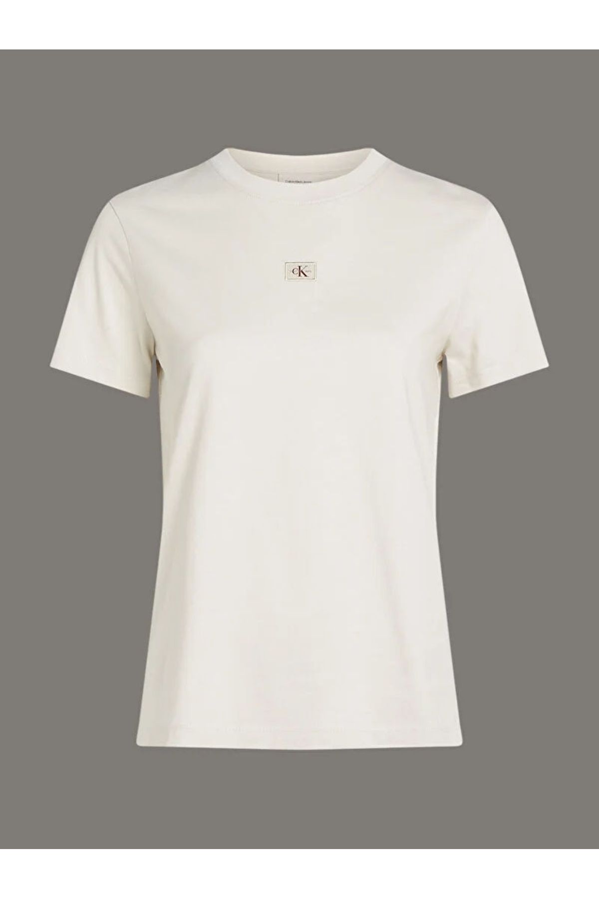 CK Jeans Kadın Woven Label Regular Beyaz T-shirt J20J225243-ADA