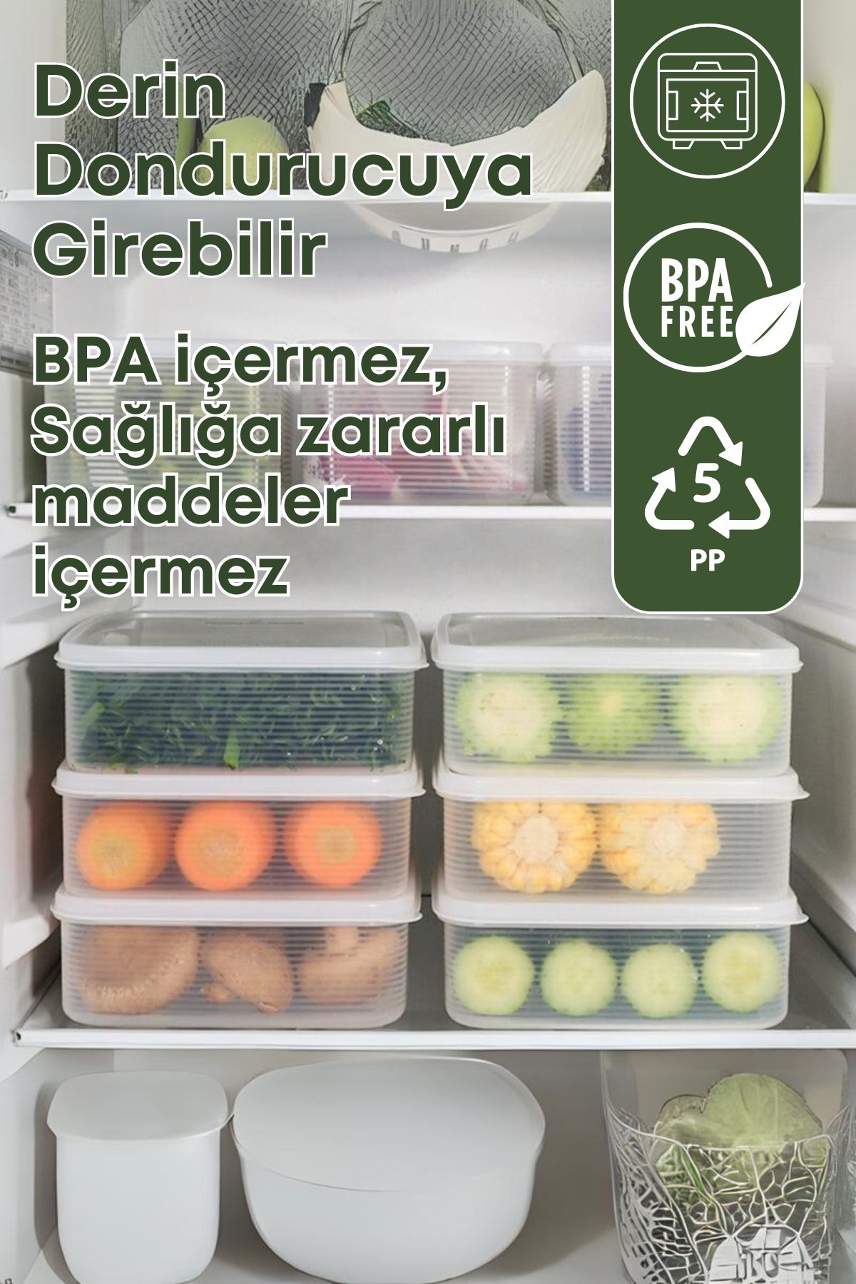 GRİMOR Life-Set of 8 2.3 Lt and 3.5 Lt Leakproof Deep Freezer Freezer Storage Container Set Transparent 5