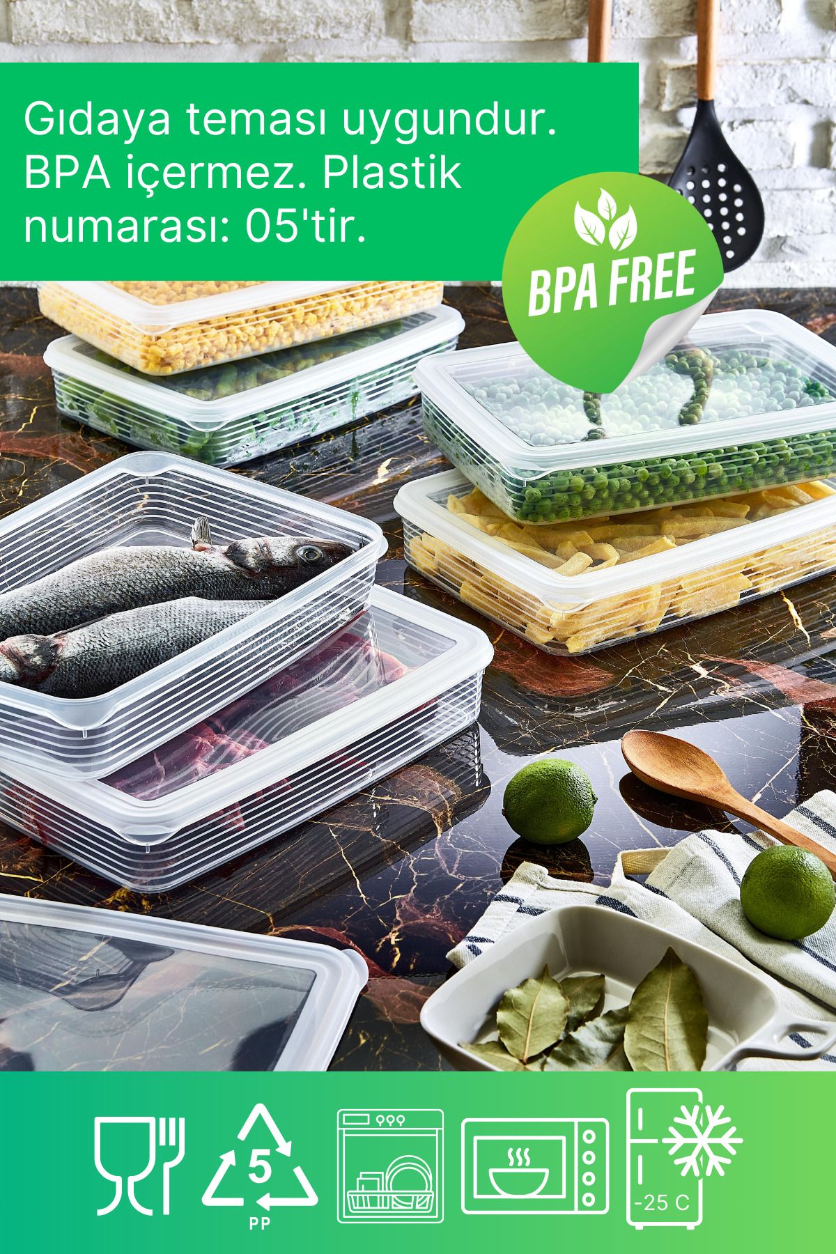 GRİMOR Life-Set of 8 2.3 Lt and 3.5 Lt Leakproof Deep Freezer Freezer Storage Container Set Transparent 3