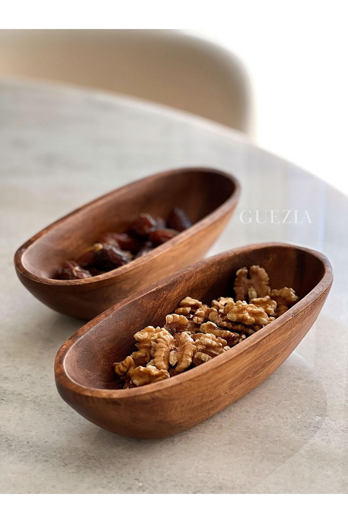 GUEZIA 2'li Akasya Oval Kayık Tabak / Sunumluk / Kase