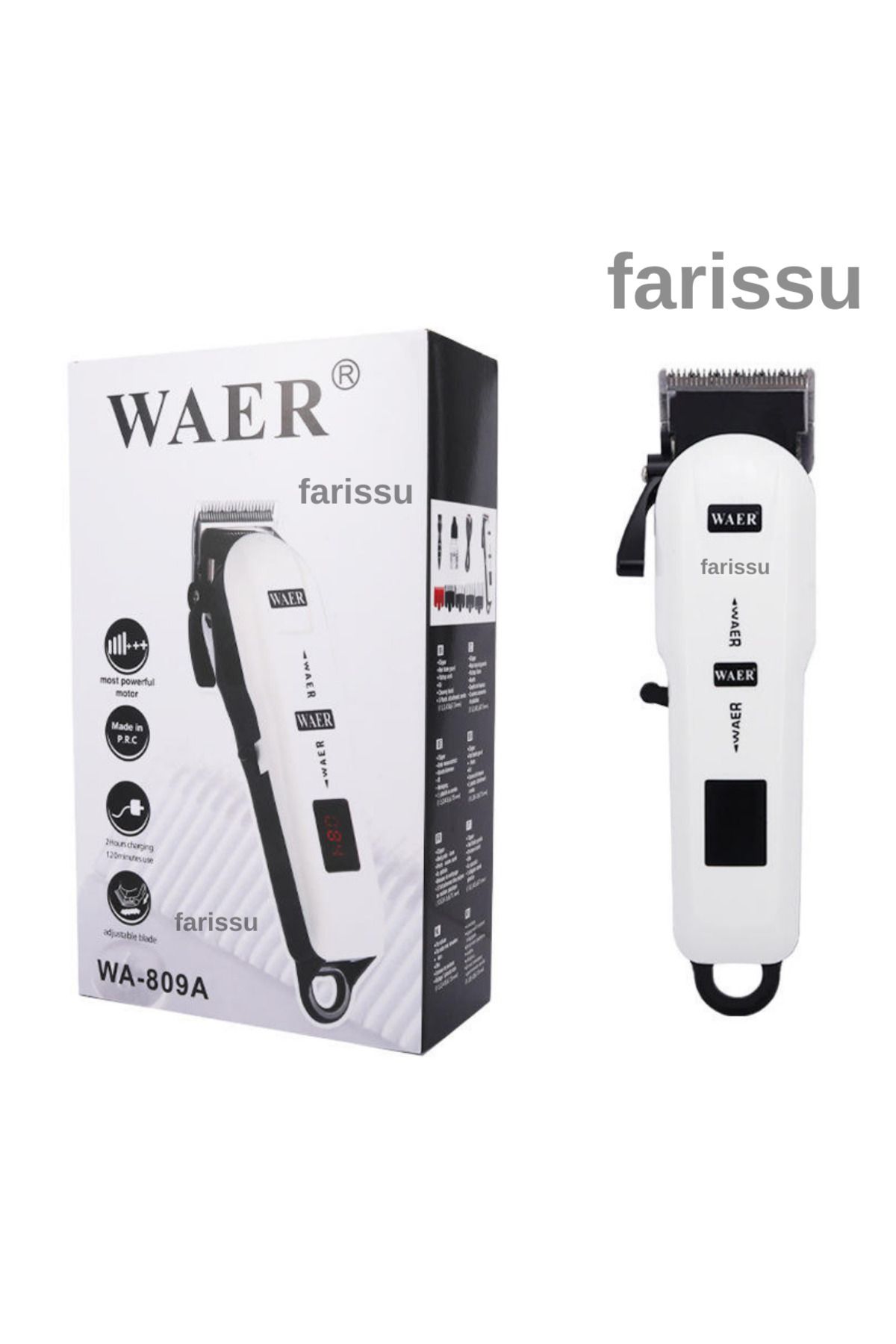 farissu WAER WA-809A Evcil Hayvan Tıraş Makinesi – 5 Başlıklı Sessiz ve Güçlü Kedi Köpek Tıraş Cihazı