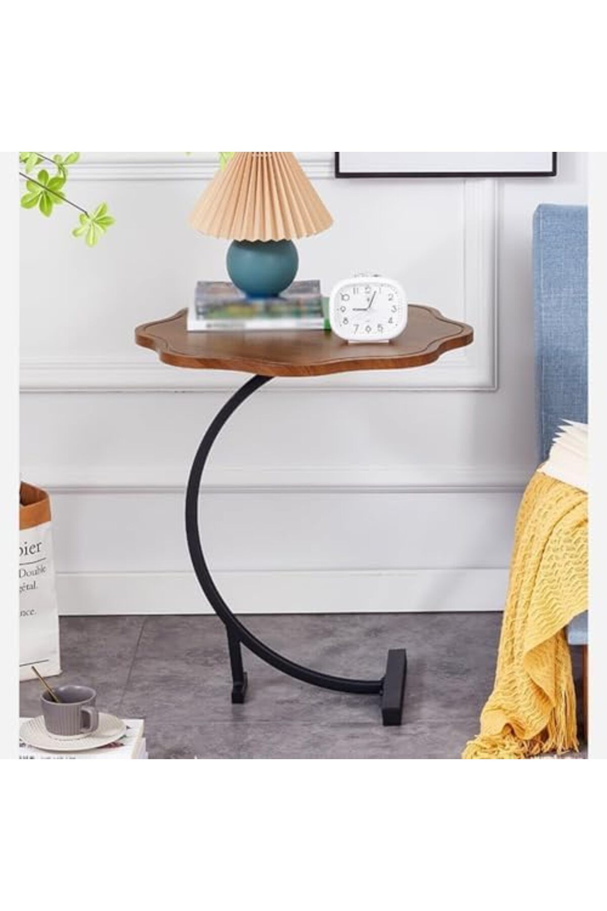 Deep Sleep-C-Shaped End Table, Small Side Table Next to Sofa Bed 9