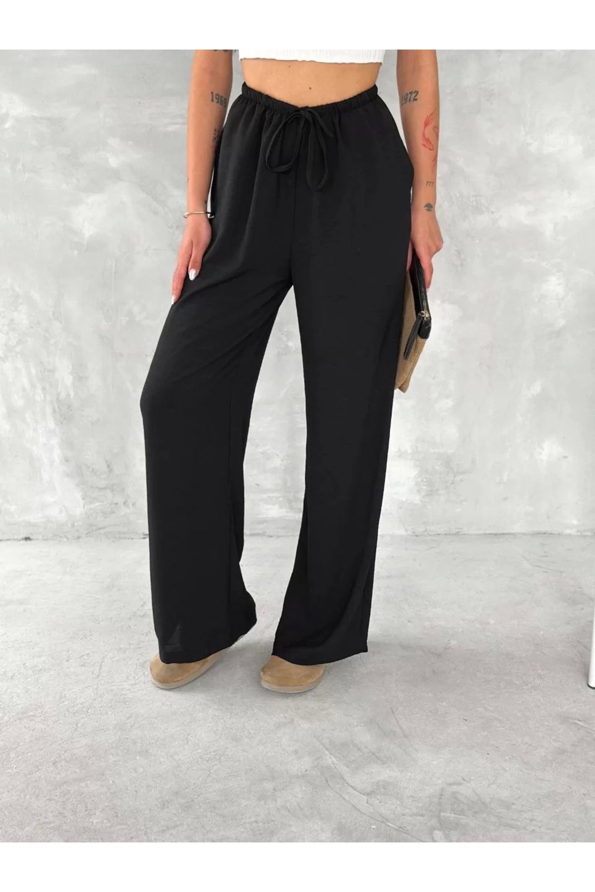 luz&pos Ayrobin Oversize Kadın Pantalon - Siyah