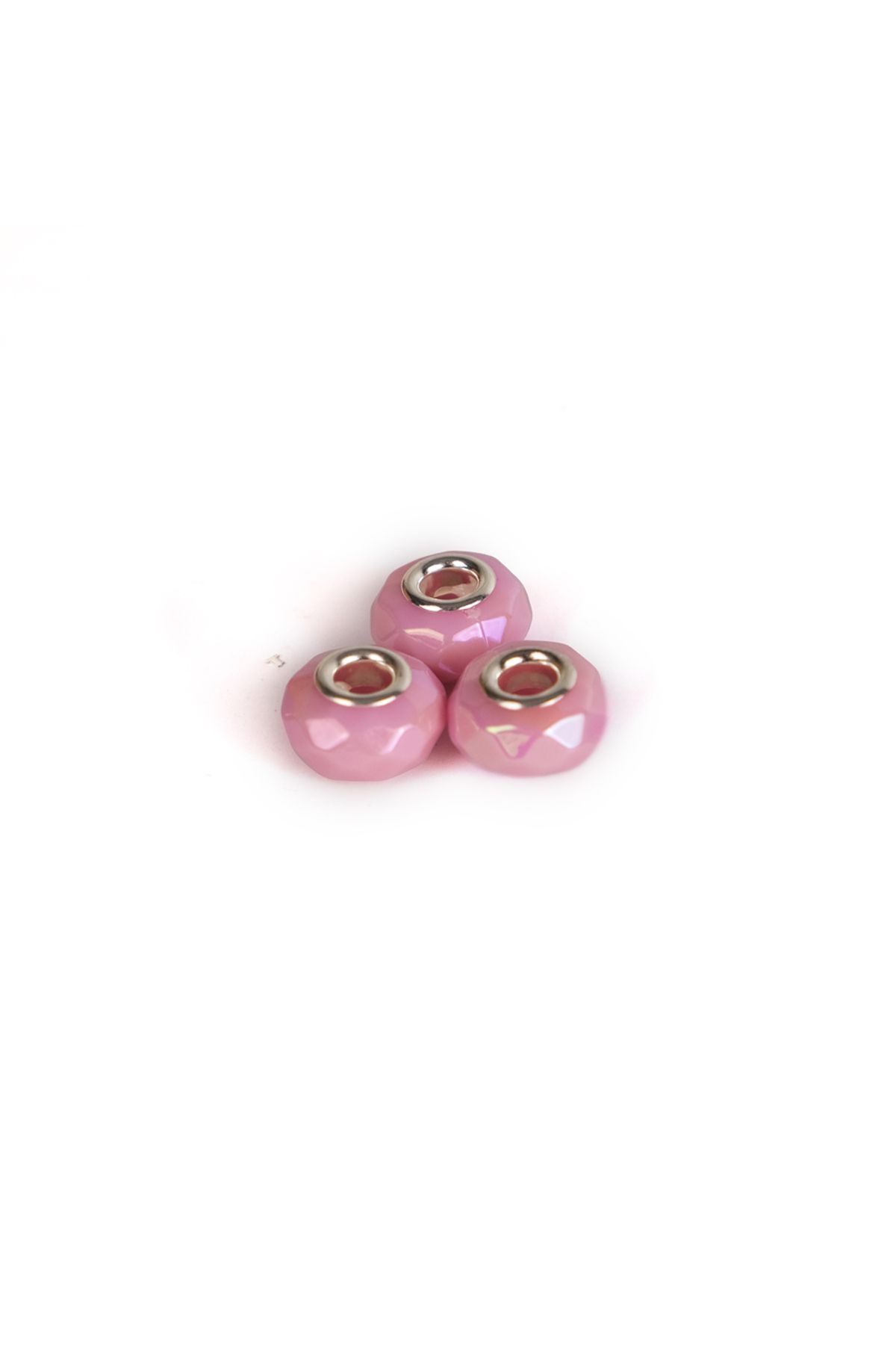 Prestij Boncuk Fasetli Pembe Boncuklu Charm 12 mm 3 Adet