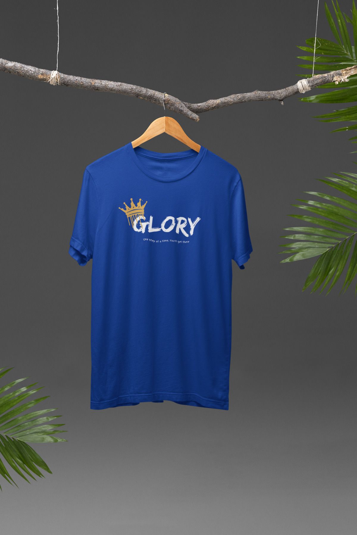 Lyonis Unisex Lacivert Glory Baskılı Bisiklet Yaka Penye T-Shirt