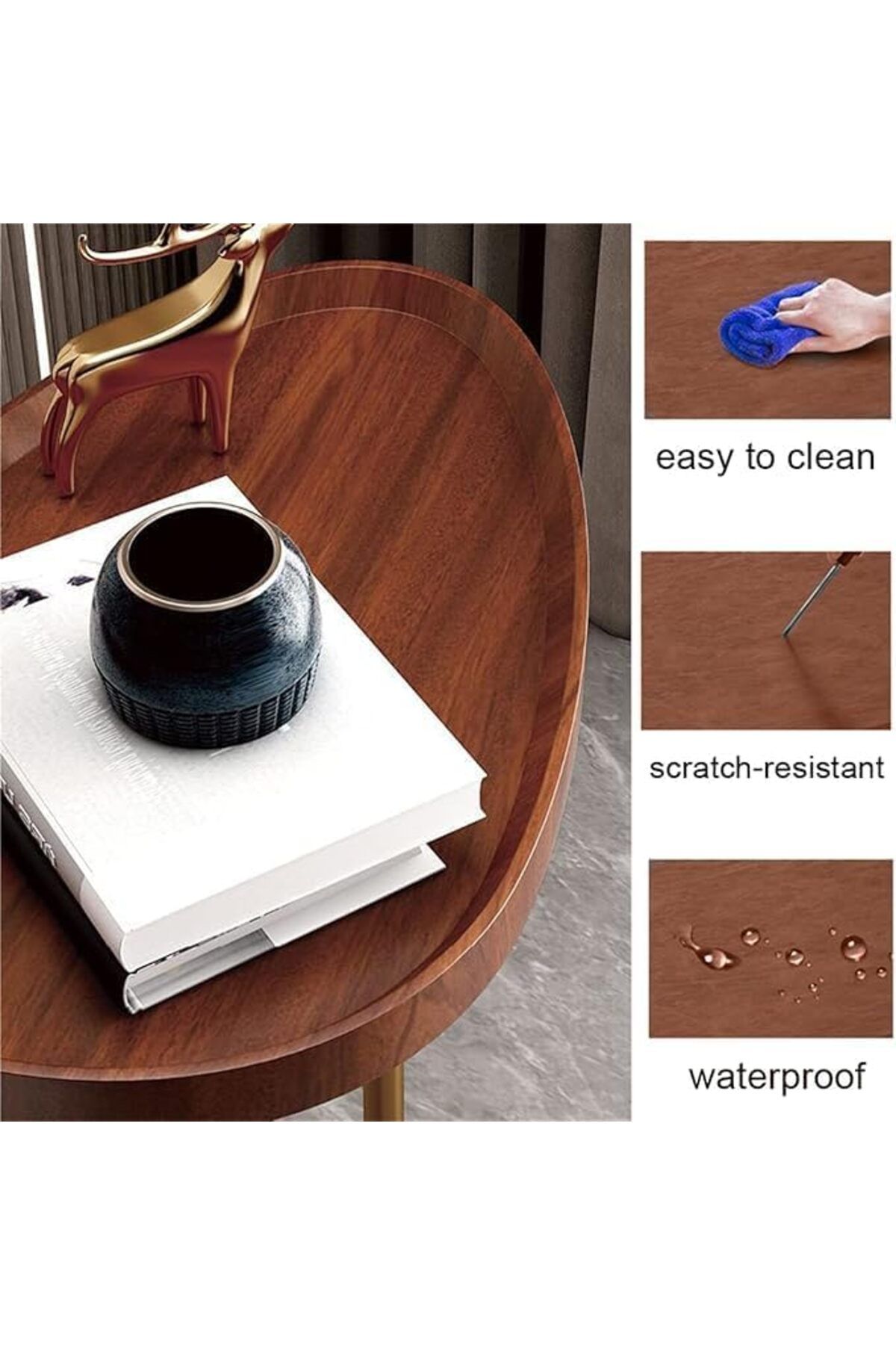 Deep Sleep-C-Shaped End Table, C Table for Couch, with Metal Frame, Industrial, for Bedroom 3