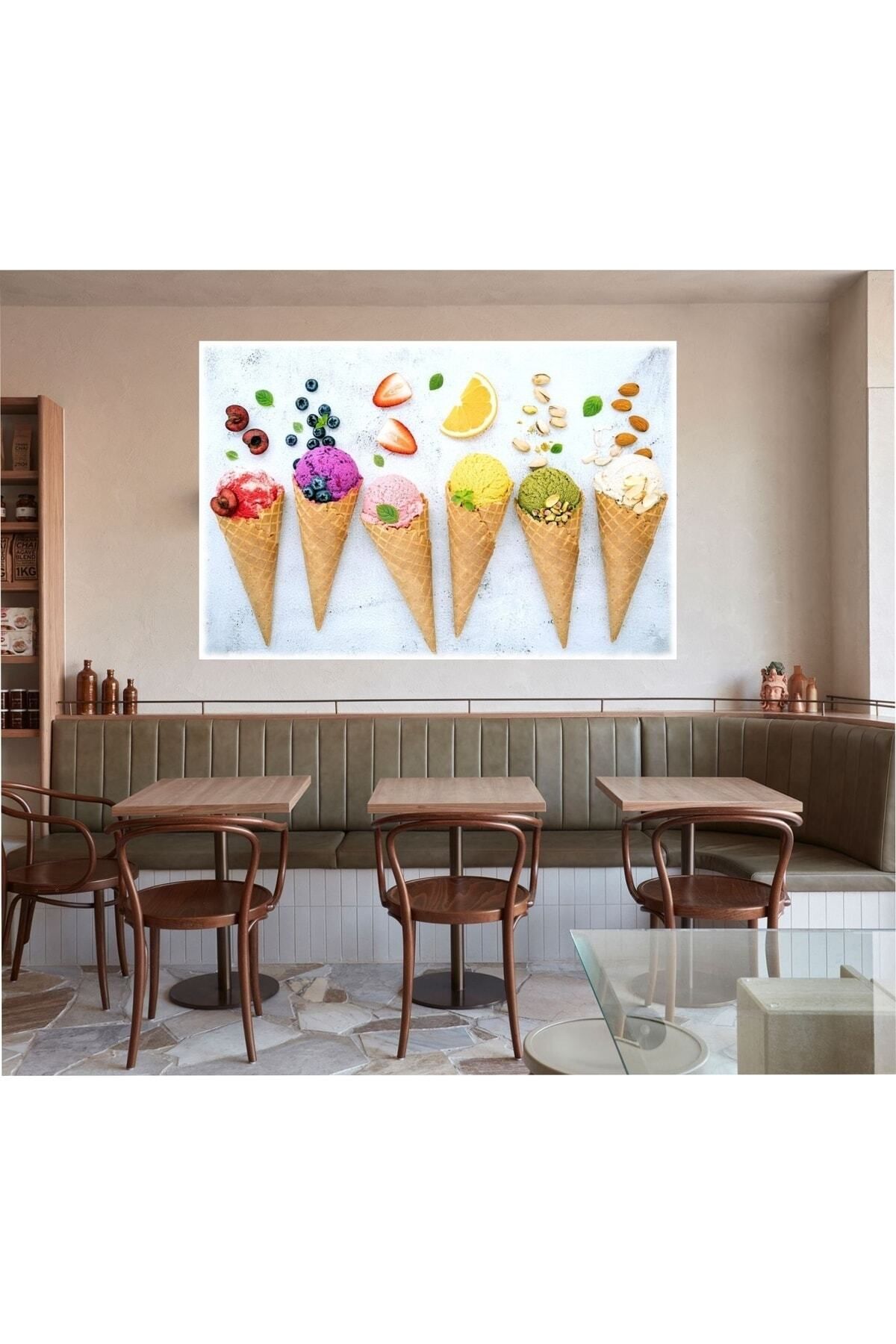 Şehzat Modern Külah Dondurma Dondurması Ice Cream Duvar Kanvas Tablosu Tablo Tabloları