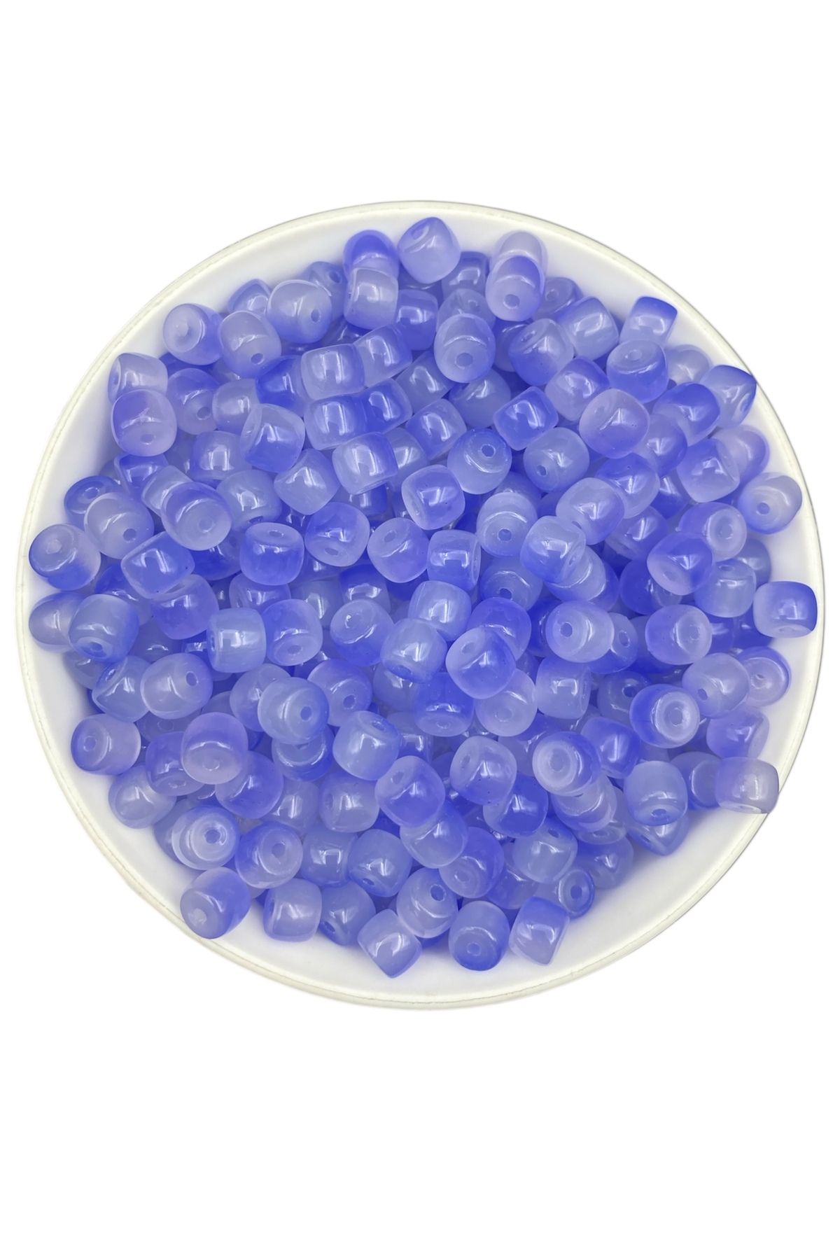 Hedef Bijuteri 50gr Cam Silindir 9x6mm Ebruli Lila/Mor Boncuk Takı, Hobi, Aksesuar Boncuğu (50gr, ~70 adet)