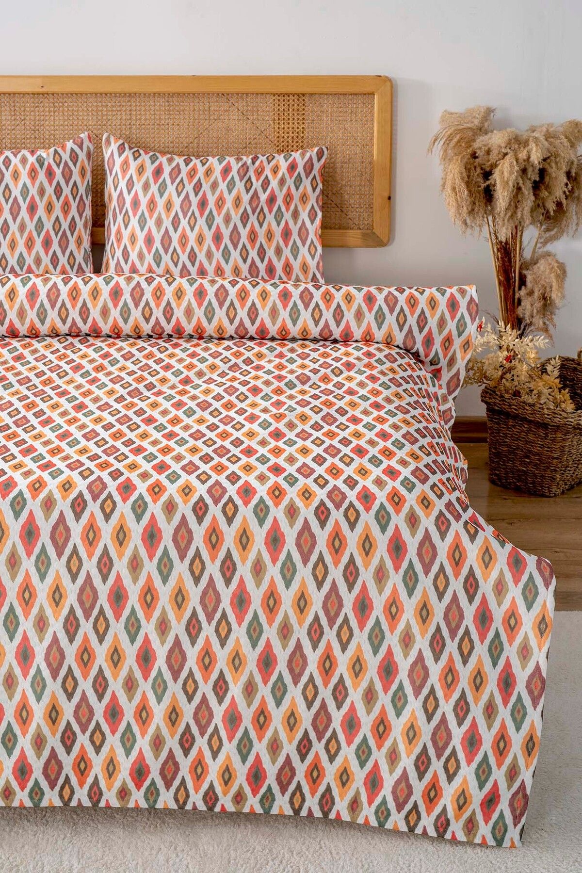 Riva Etnik Kiremit Çift Kişilik Baskılı Pike 200 x 220 cm