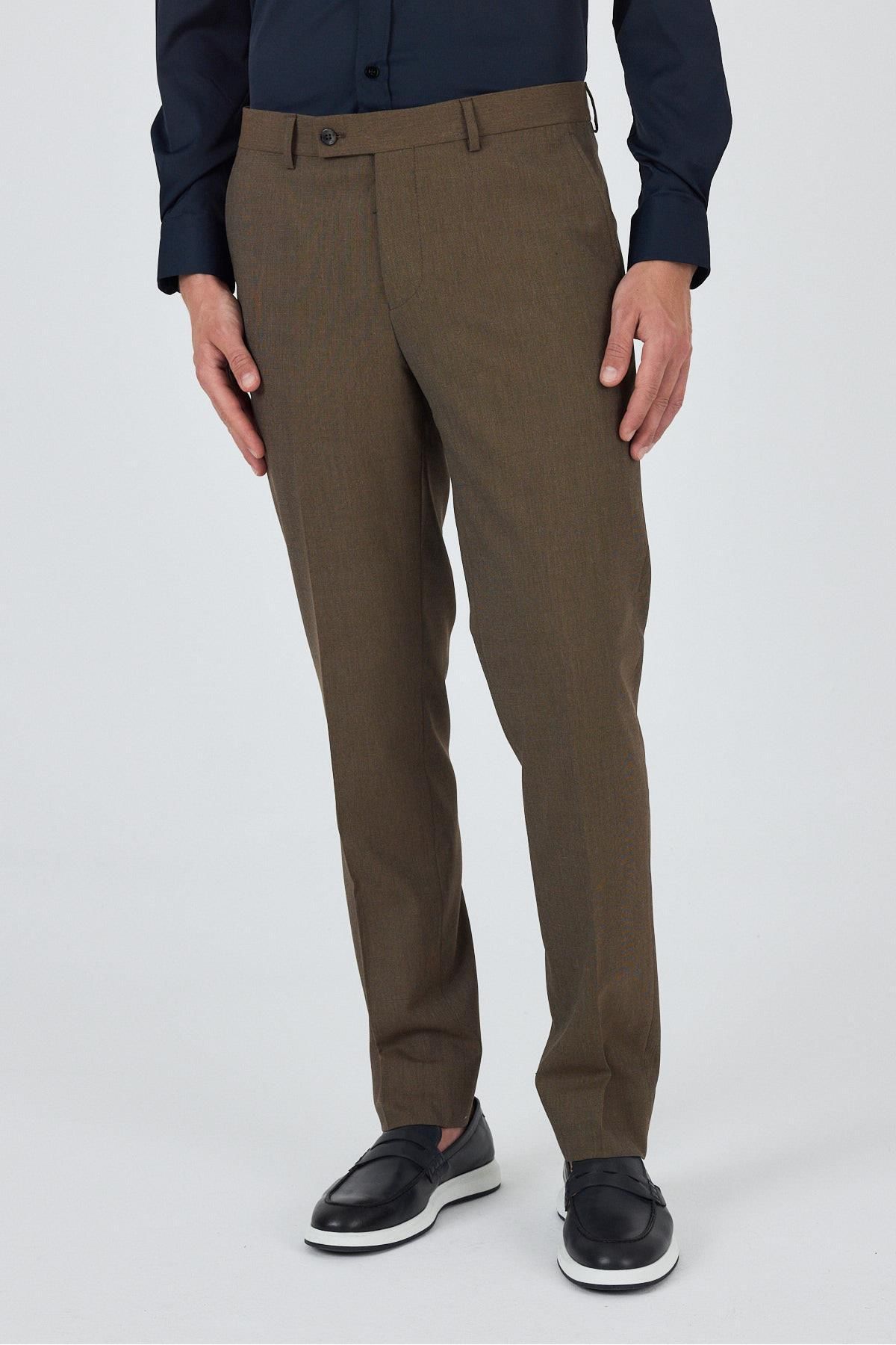 İmza Koyu Vizon Esnek Yandan Cepli Comfort Fit Classic Pantolon 1003250151