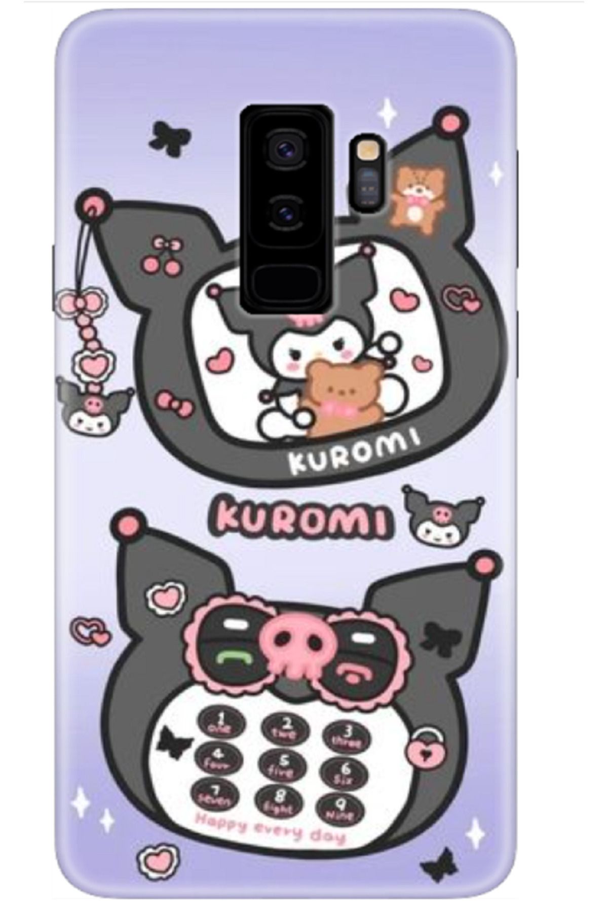 Newon SAMSUNG GALAXY S9 PLUS KUROMİ BASKILI İÇİ KADİFE PREMİUM SİLİKON TELEFON KILIFI KAPAK COVER