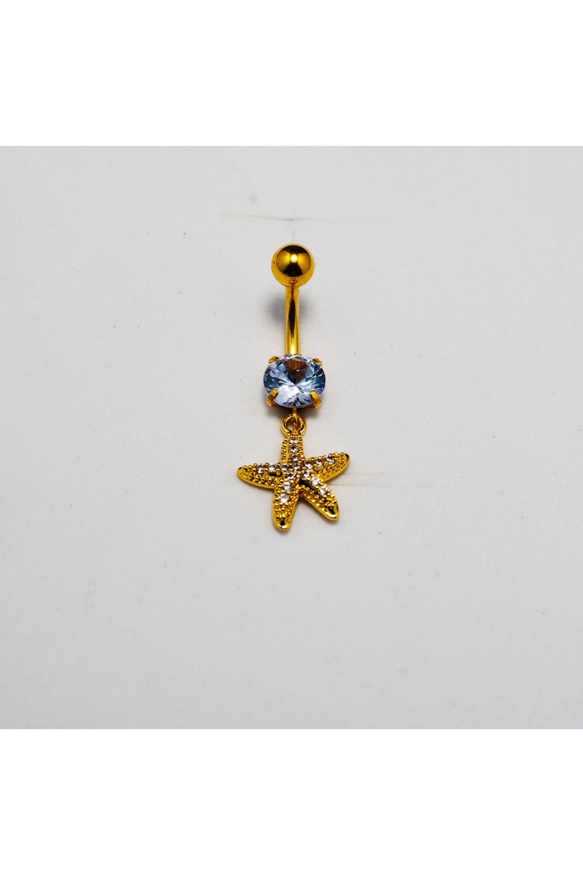 Piercing by Sever DENİZ YILDIZI SALLANTILI CERRAHİ ÇELİK GÖBEK BELLY PIERCING… ALTIN/GOLD RENKLİ ve ŞEFFAF TAŞLI.