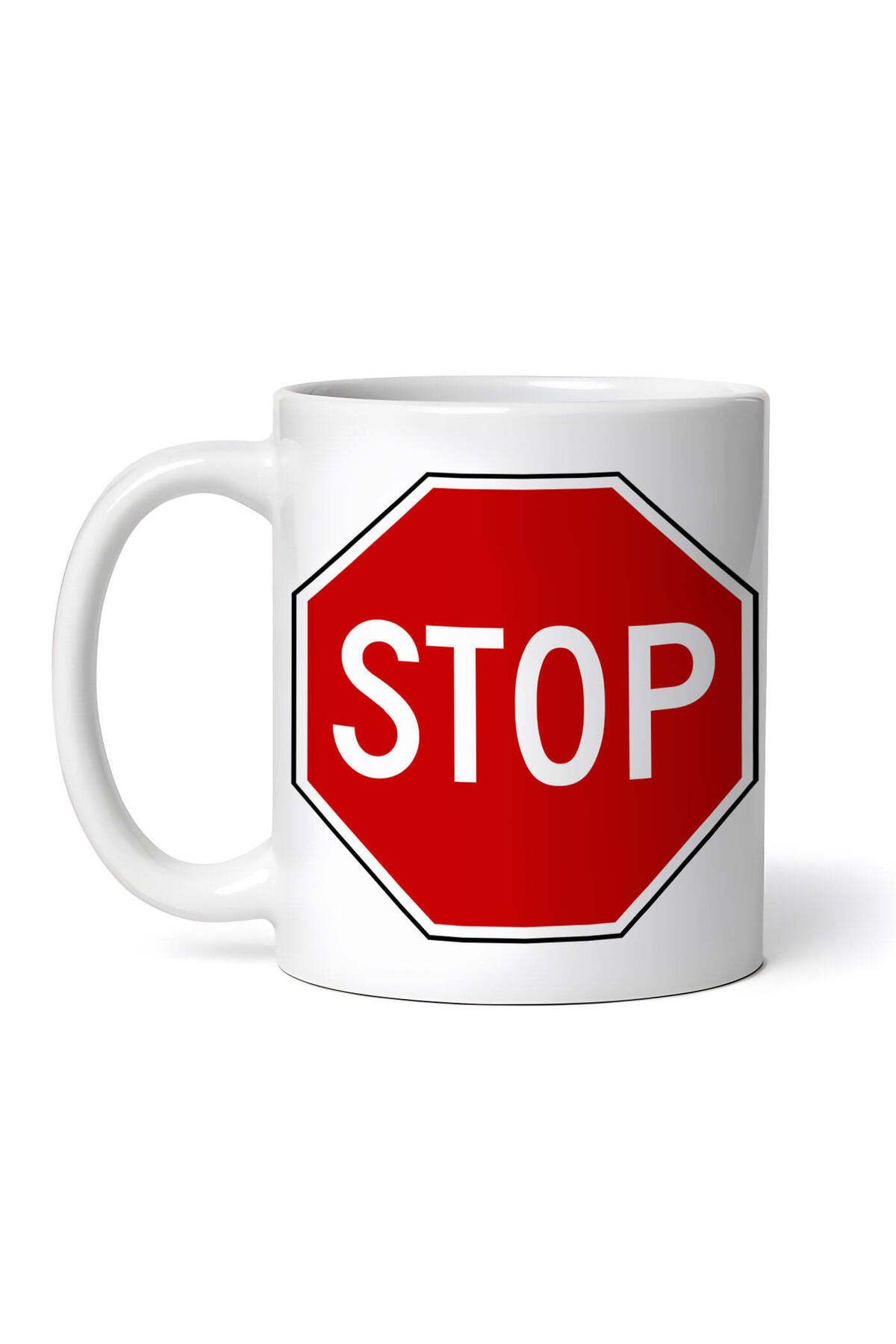 OEM-Cană albă personalizată, indicator rutier STOP, INOVATIX®. 330ml 1