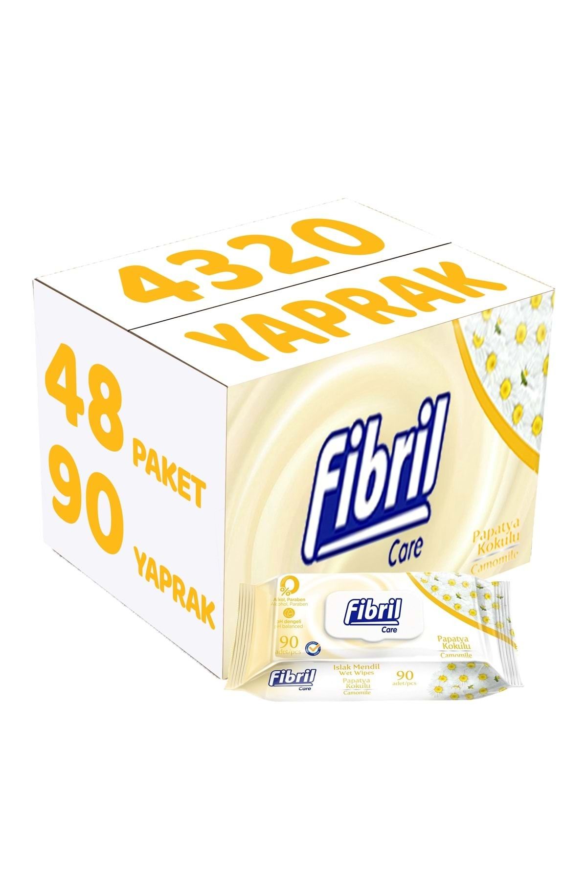 Fibril Islak Havlu Mendil 90 Yaprak Papatya Plastik Kapaklı (48 Lİ SET) 4320 Yaprak