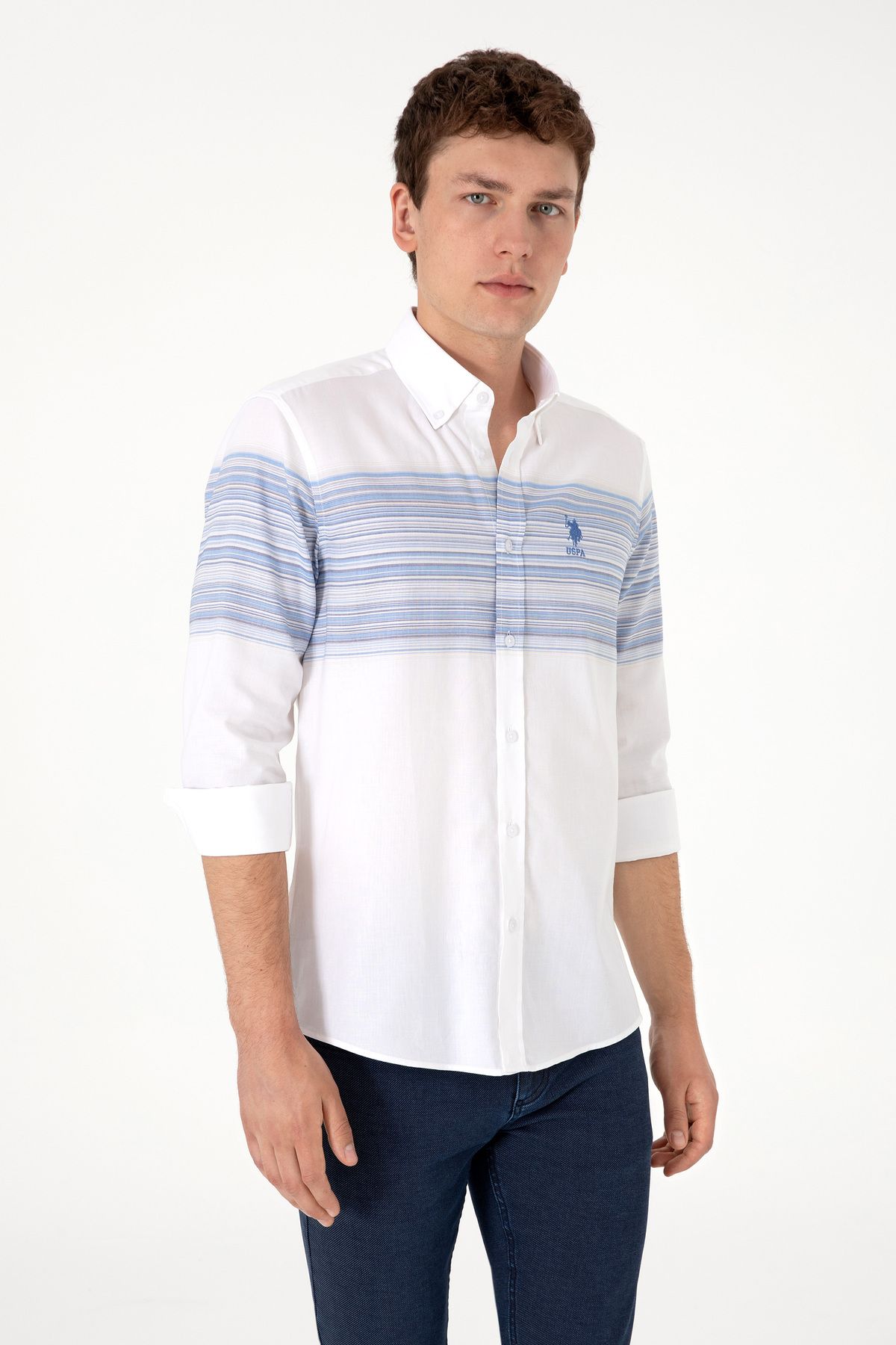 U.S. Polo Assn. Erkek Mavi Uzun Kollu Gömlek 50300231-VR036