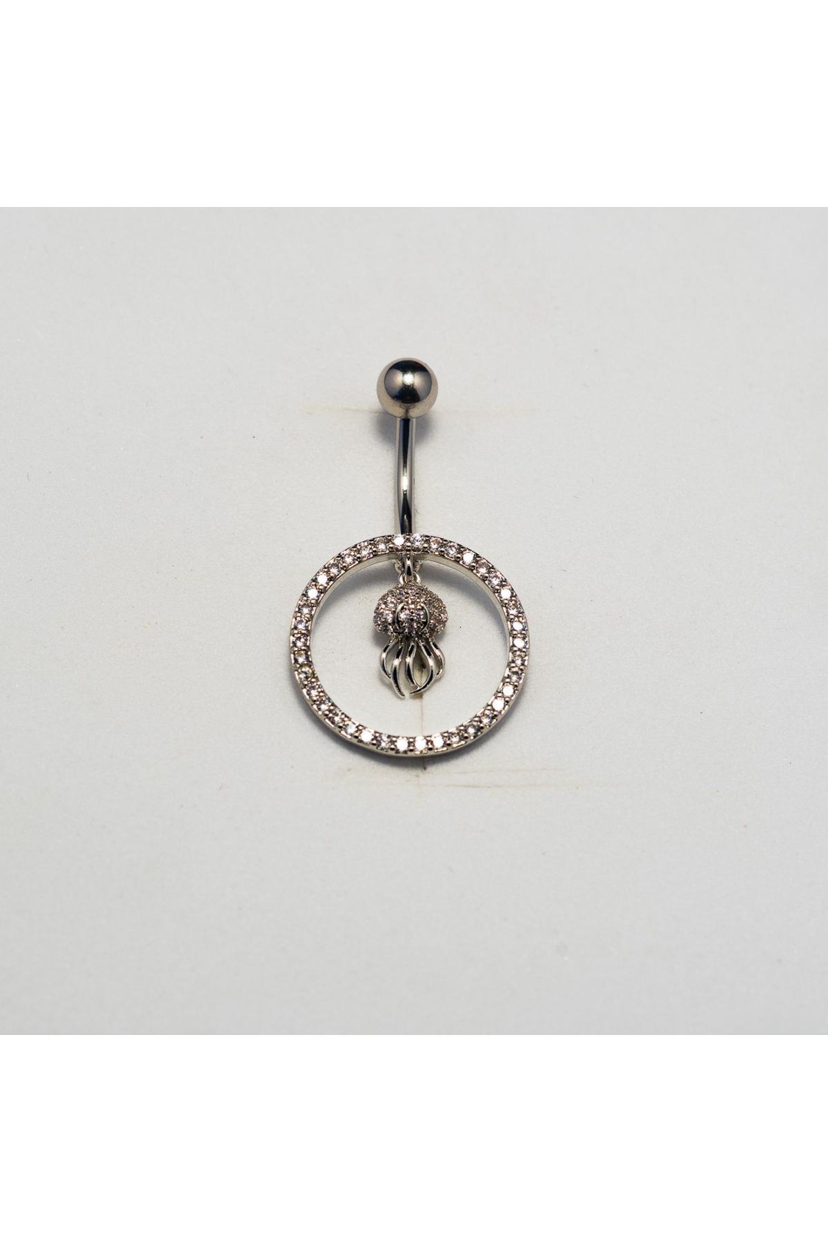 Piercing by Sever AHTAPOT SALLANTILI DENİZ CERRAHİ ÇELİK GÖBEK BELLY PIERCING… GÜMÜŞ/SILVER RENKLİ ve ŞEFFAF TAŞLI.