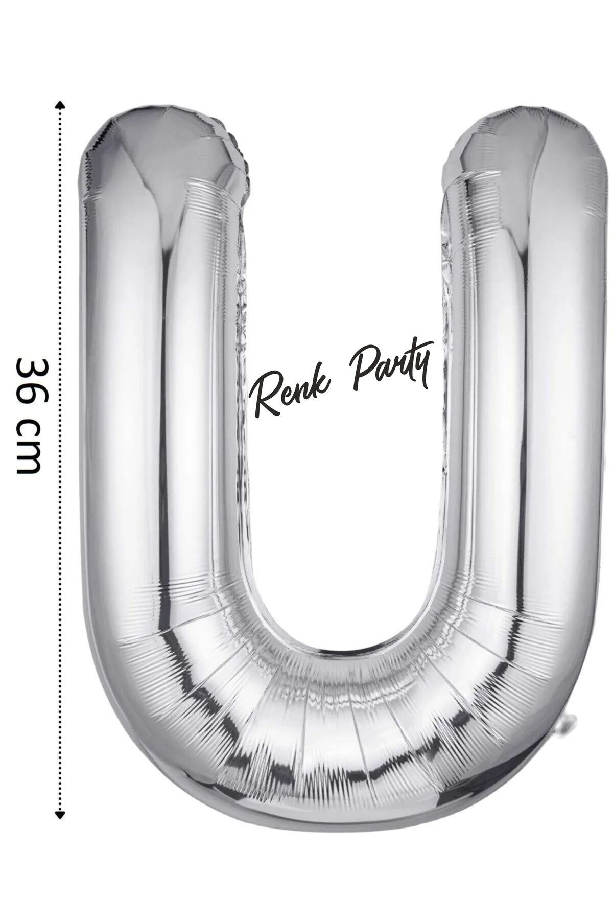 renk party Folyo Balon U Harfi Helyum Balon 36 cm Gümüş Renk - U Harf Balon - Harf Folyo Balon - 16 Inch