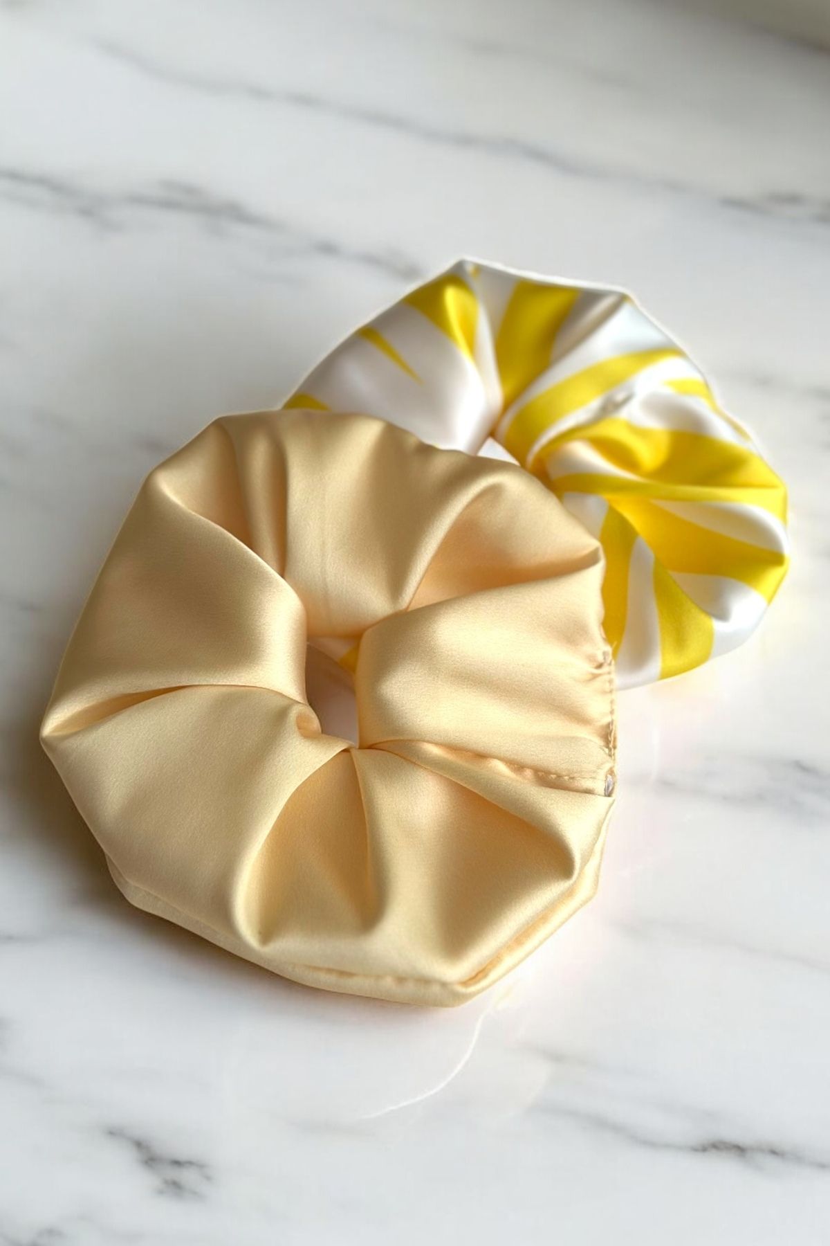 pistore Butter Yellow Saten 2'li Lastik Saç Tokası
