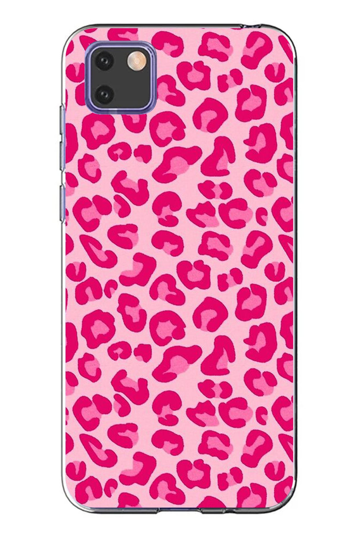 TechTree Huawei Y5P Uyumlu Pembe Leopar Tasarımlı Şeffaf Silikon Kılıf