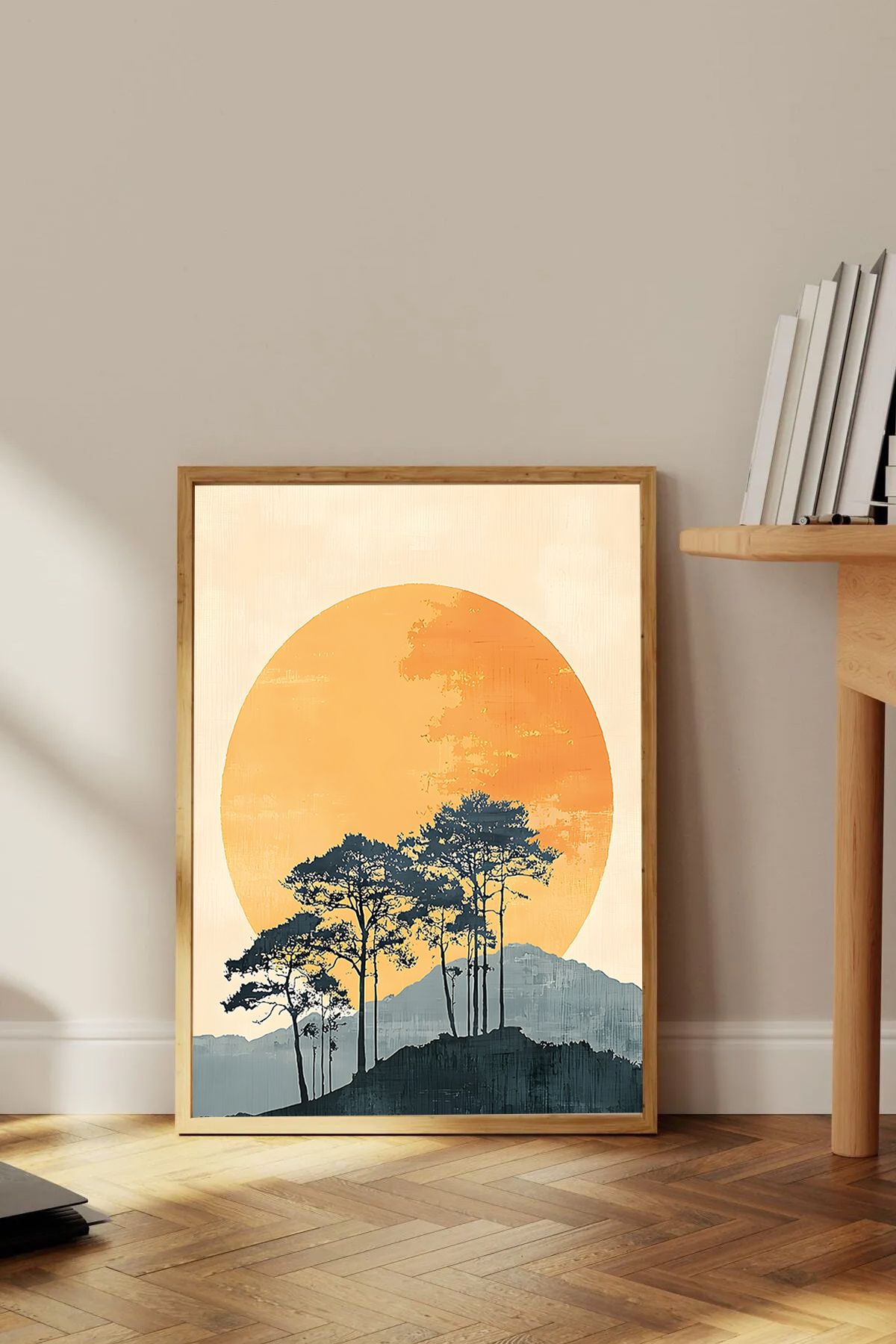 Dekorsiahome Tek Parça Ahşap Çerçeveli Oturma Odası Salon Mutfak Tablo TK0363