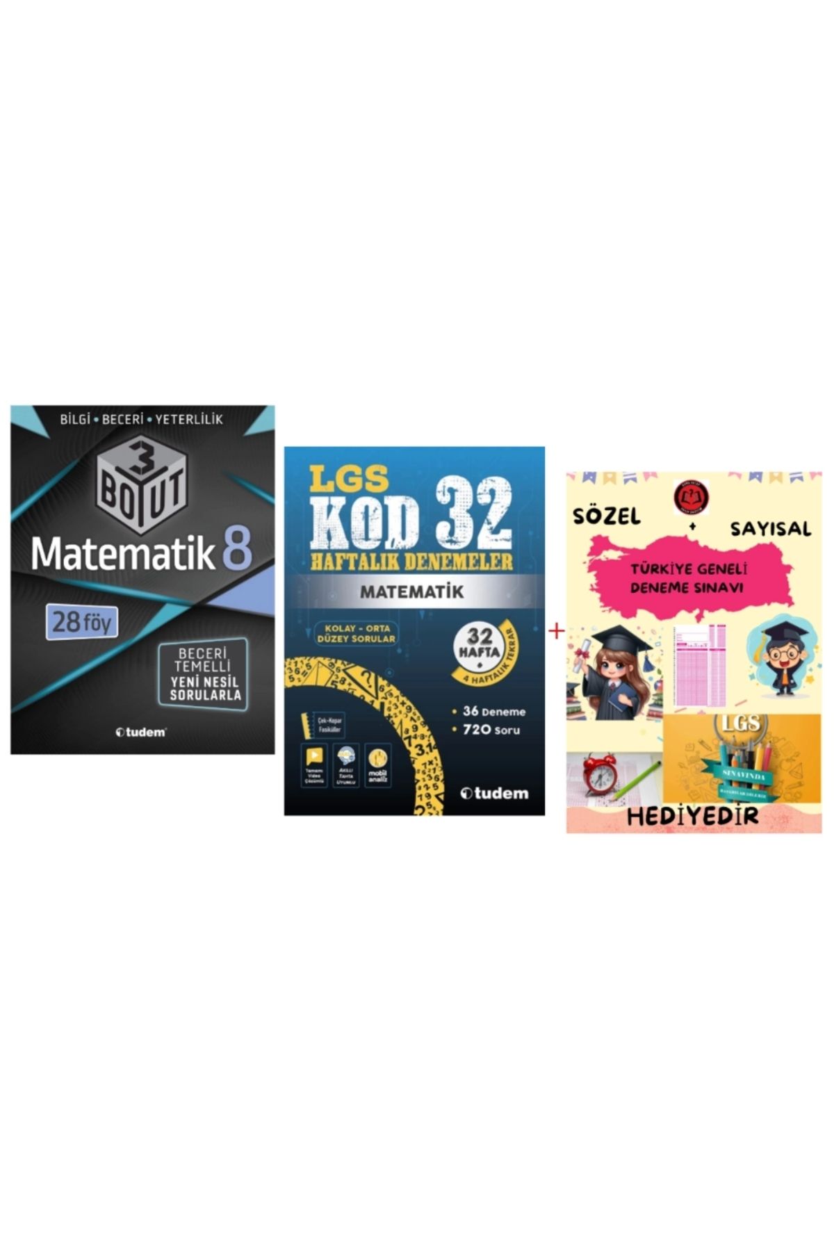 Tudem Yayınları TUDEM YAYINLARI LGS MATEMATİK 3 BOYUT BECERİ TEMELLİ SORU BANKASI - MATEMATİK KOD 32 HAFTALIK DENEM