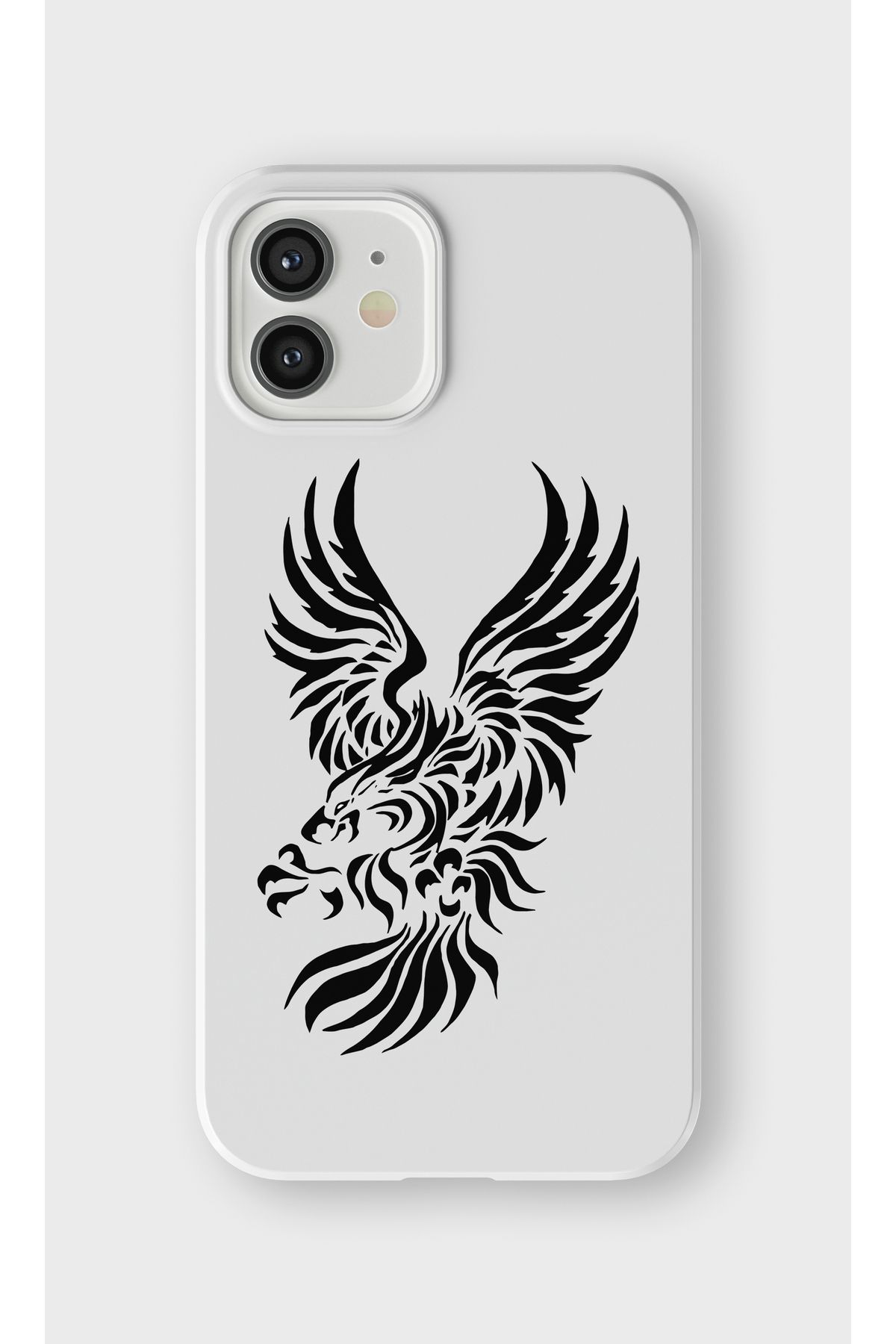lelia iPhone 12 Uyumlu Şahin Tasarımlı İçi Kadife Lansman Beyaz Silikon Kılıf