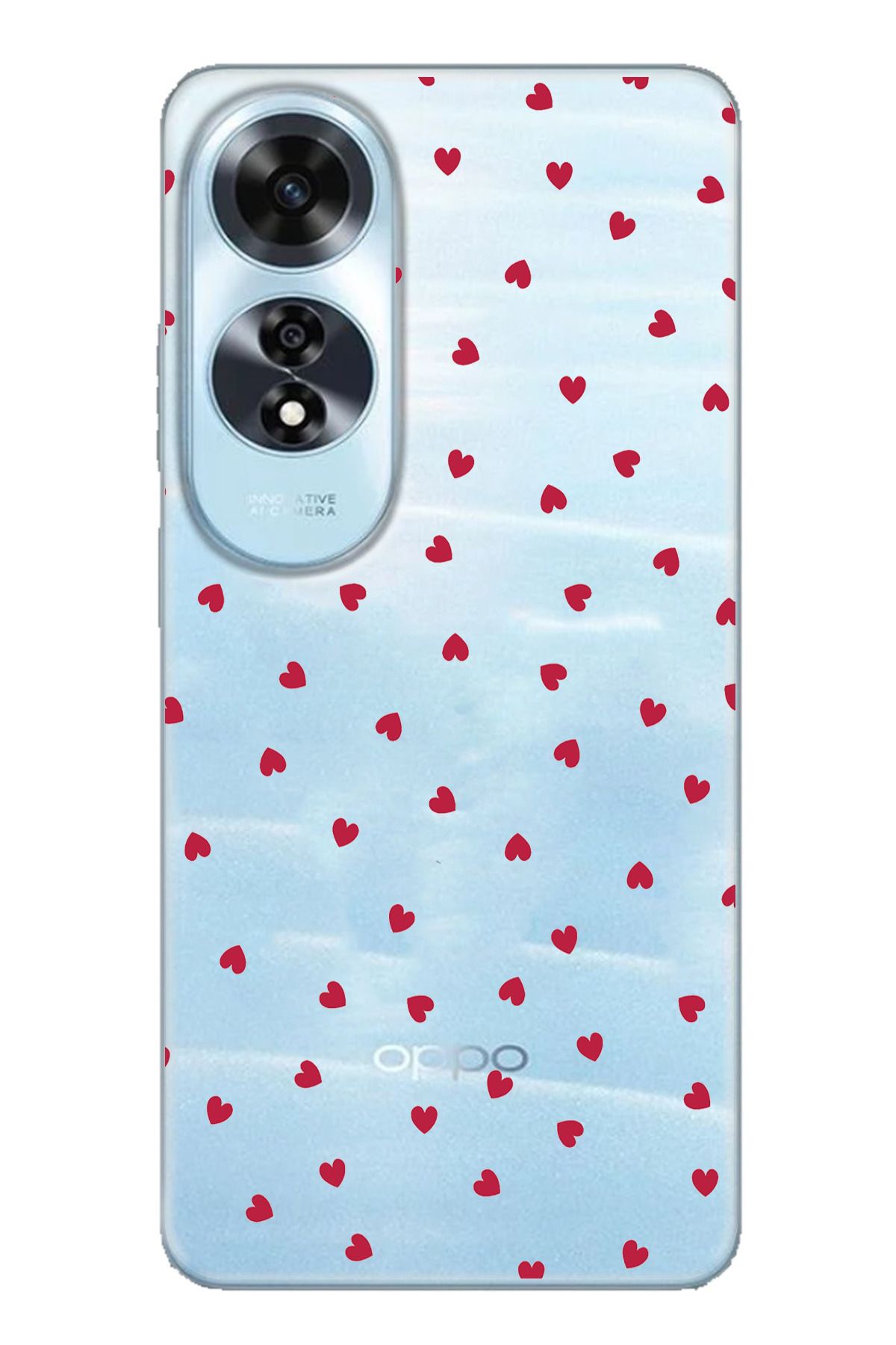 TechTree OPPO A60 Uyumlu Kırmızı Kalpler Tasarımlı Şeffaf Silikon Kılıf
