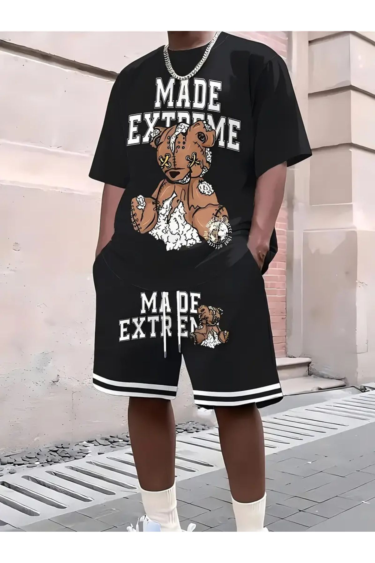 aynewmoda Erkekler için Rahat Takım Elbise, Kısa Kollu Tişört ve Şortlar,