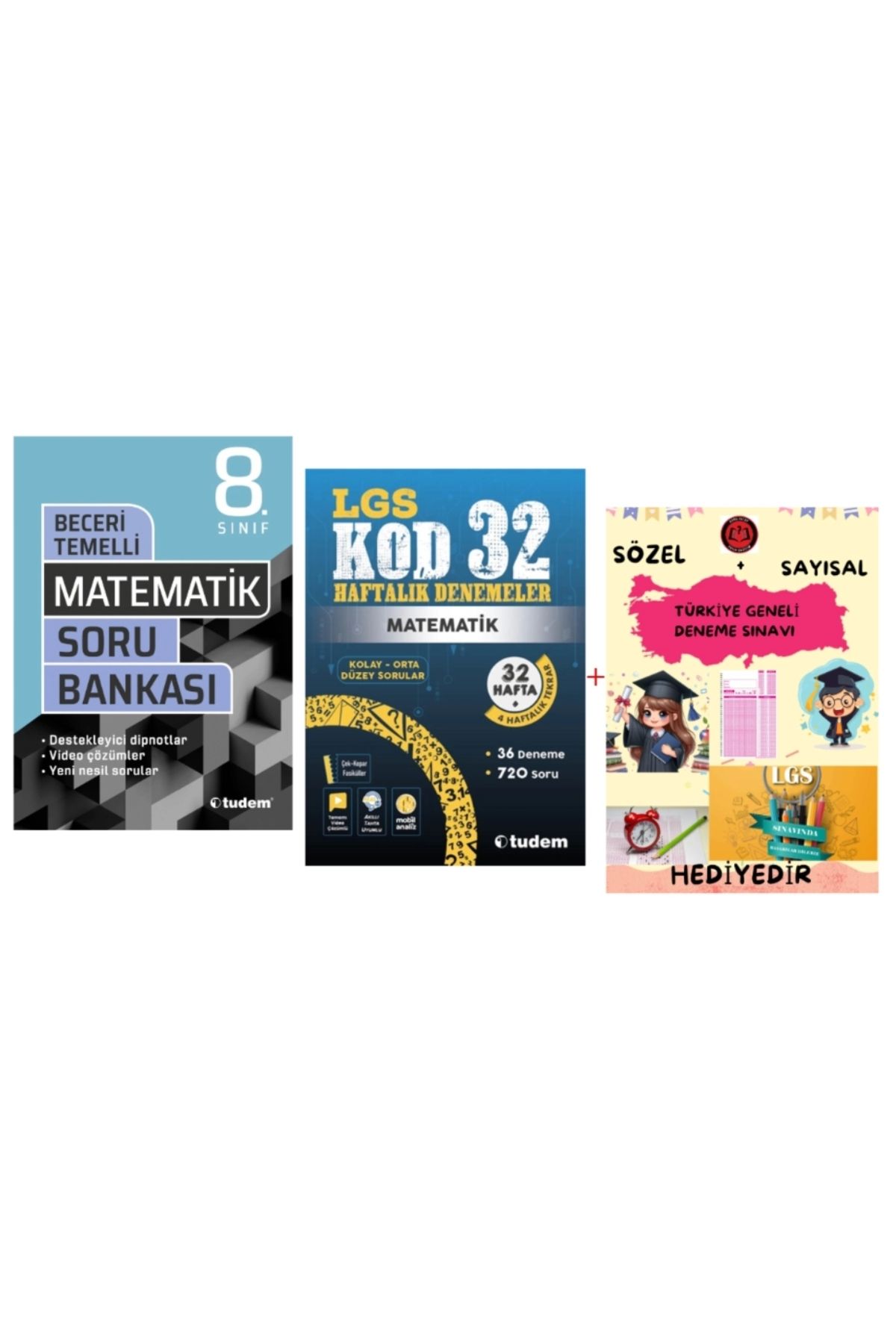 Tudem Yayınları TUDEM YAYINLARI LGS MATEMATİK BECERİ TEMELLİ SORU BANKASI - MATEMATİK KOD 32 HAFTALIK DENEMELER - HE