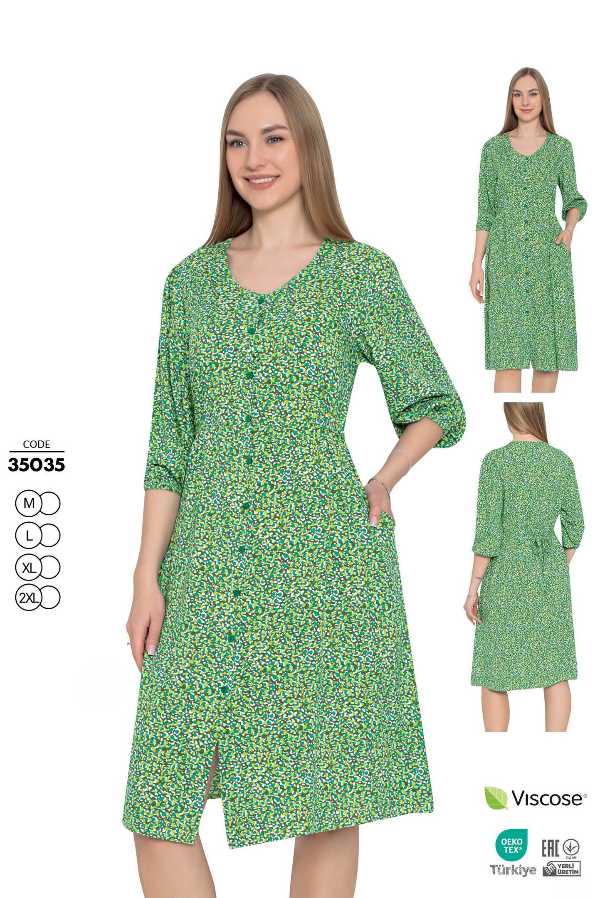 Juliet Deluxe Kadın Dokuma Viskon Kumaş Desenli Yazlık Elbise 35035