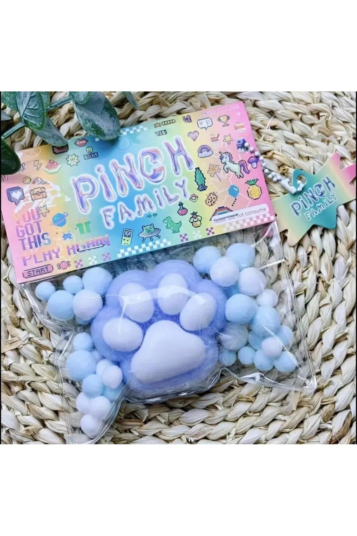 Kedi Patisi Taba Jel Sukuşi - Squishy Tüylü Oyuncak Pati 7 Cm.