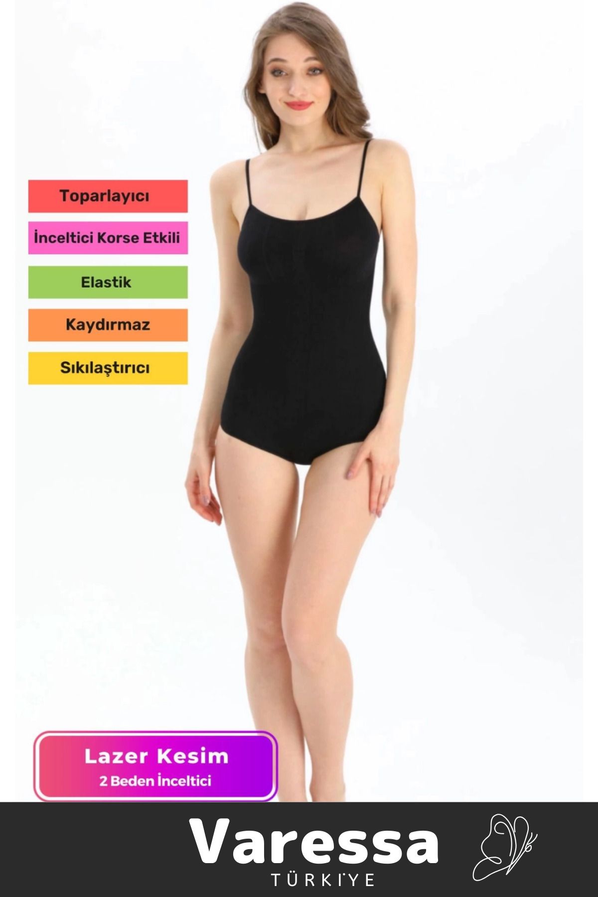 VARESSA Özel Üretim Toparlayıcı Vücut Şekillendirici Kaymaz İz Göstermeyen Rahat Kadın Slip Body