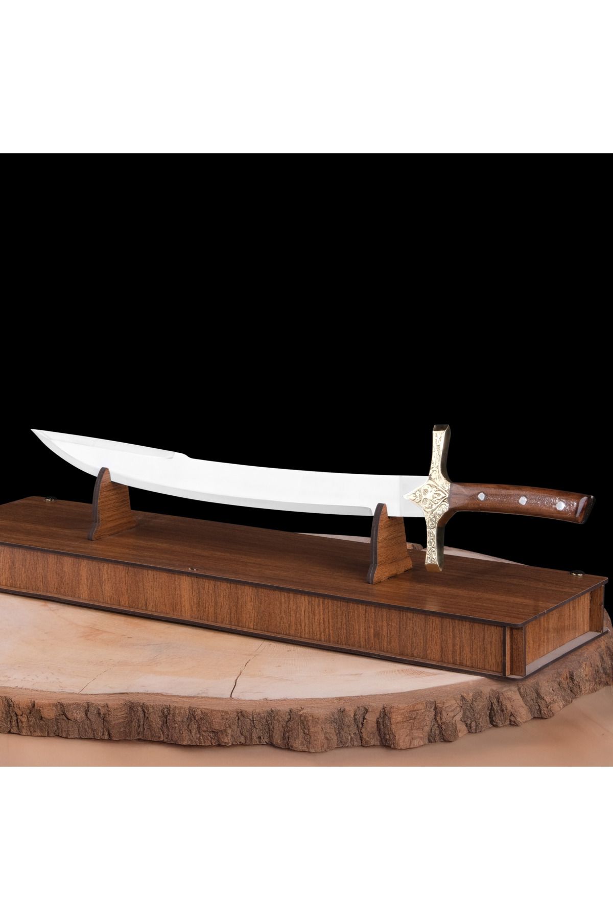 kösemehmet Fatih Model - 50 CM - El Yapımı Dekoratif Kılıç, Paslanmaz Çelik, Ahşap Kutu Hediyeli, Koleksiyonluk