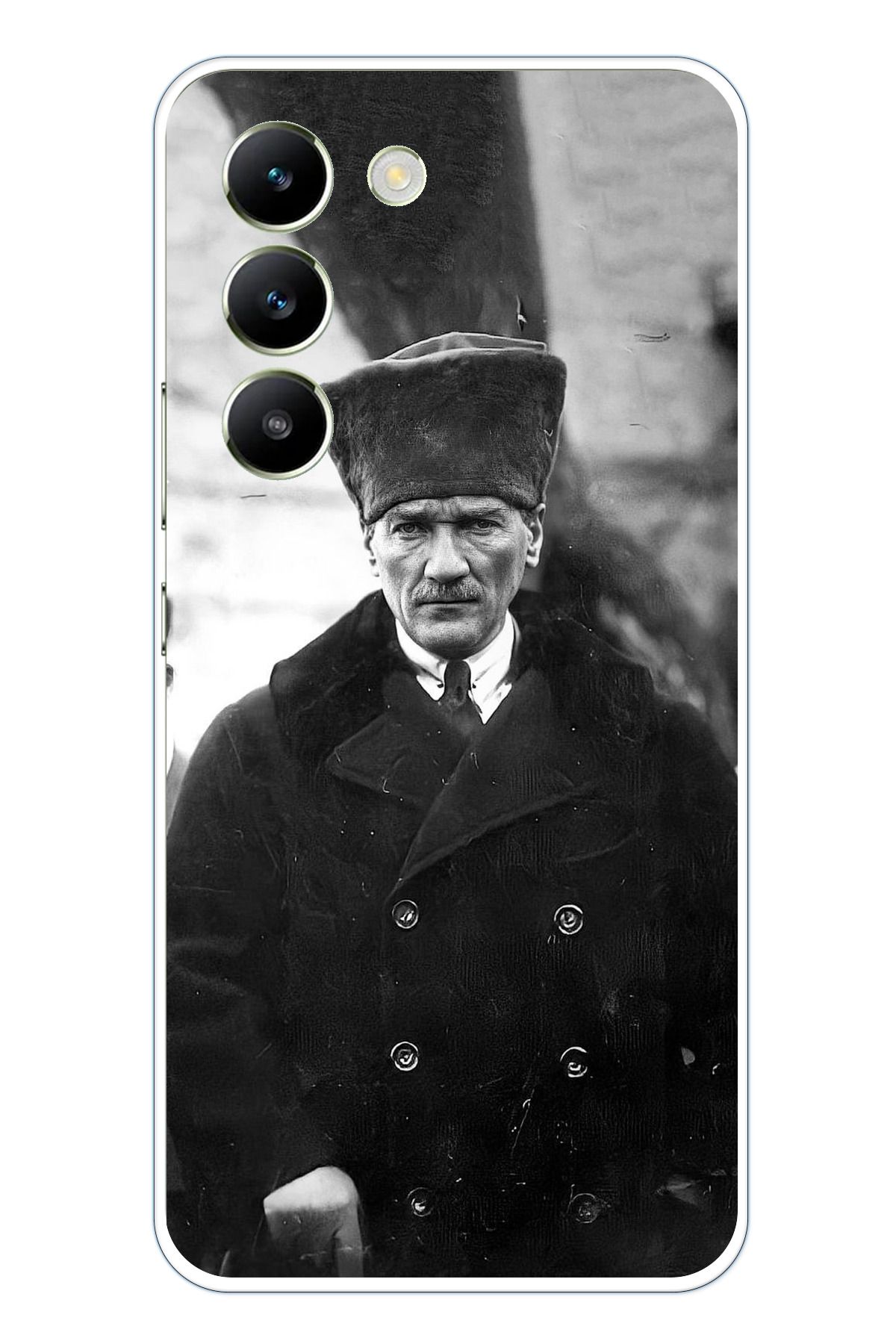 TechTree Vivo V30 Lite Uyumlu Mustafa Kemal Atatürk Portre Şeffaf Silikon Kılıf