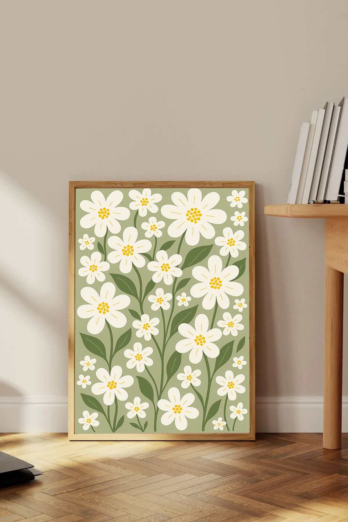 Dekorsiahome Tek Parça Ahşap Çerçeveli Oturma Odası Salon Mutfak Tablo TK0376
