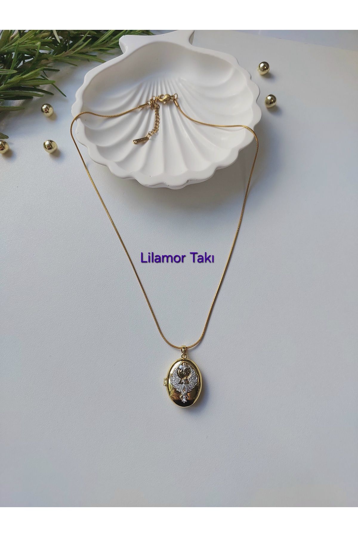 Lilamor Çelik Zirkon Taşlı Açılabilir Anka Kuşu Alya Kolye