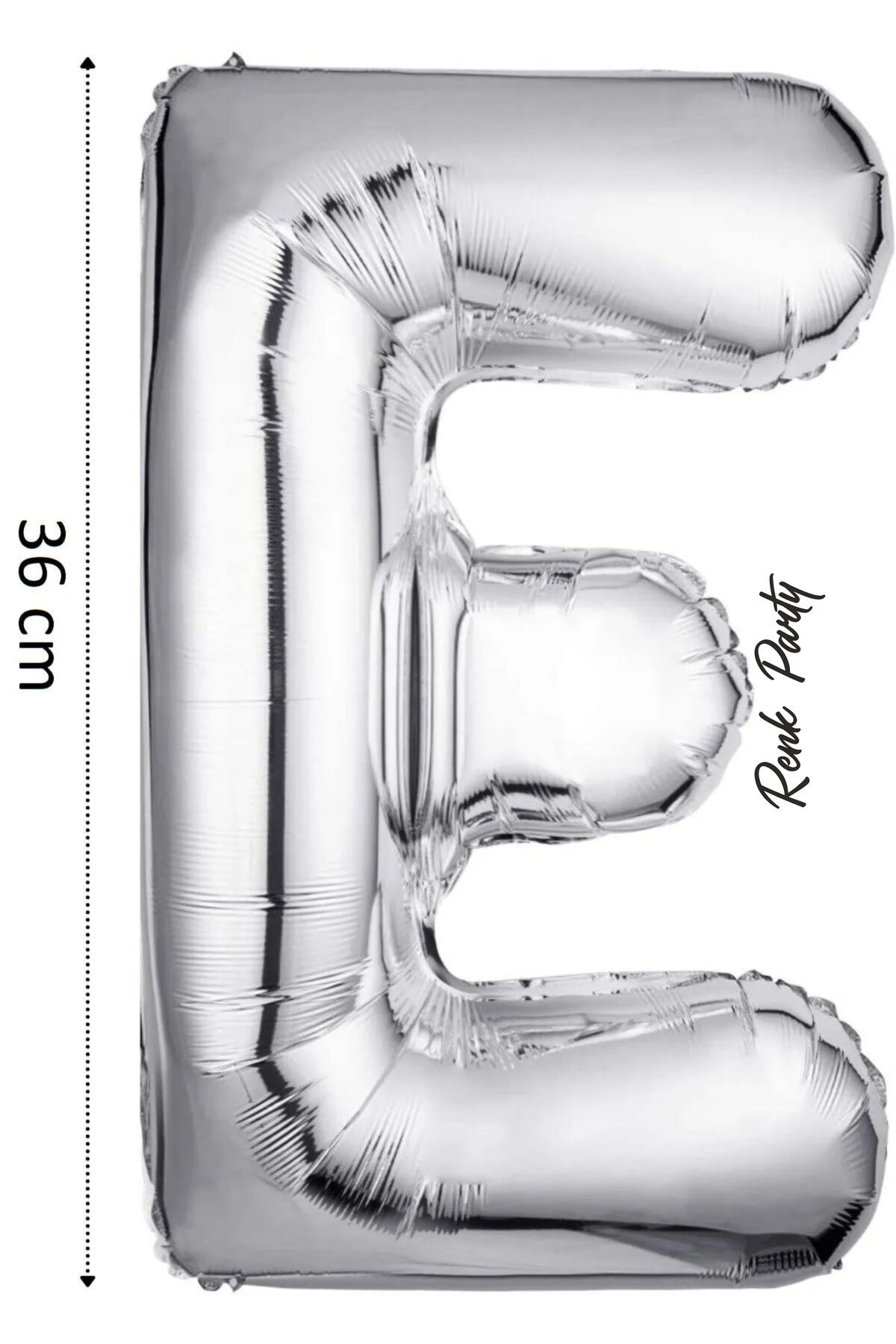 renk party Folyo Balon E Harfi Helyum Balon 36 cm Gümüş Renk - E Harf Balon - Harf Folyo Balon - 16 Inch