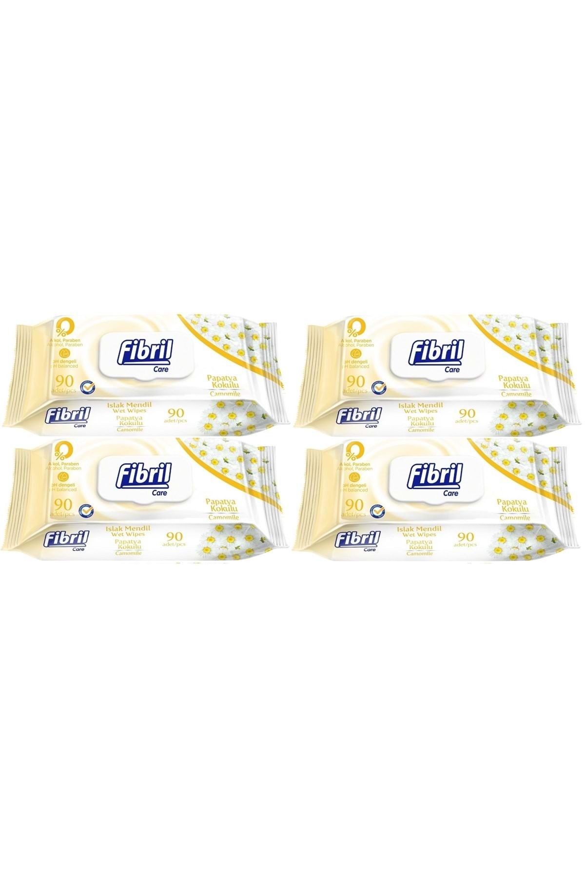 Fibril Islak Havlu Mendil 90 Yaprak Papatya Plastik Kapaklı (4 LÜ SET) 360 Yaprak