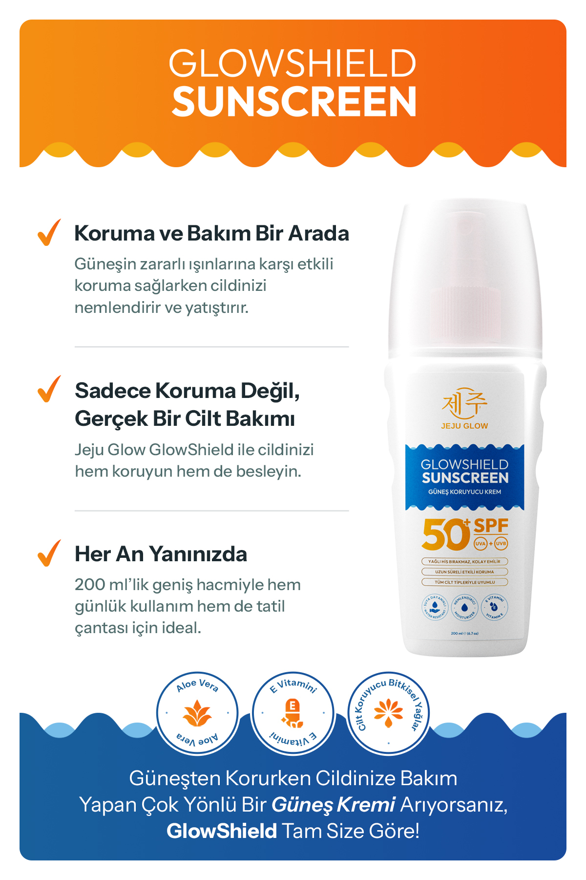 50 Spf Yüz ve Vücut Güneş Kremi Seti 50 ml + 200 ml — JGGKST — تصویر 4 از 6