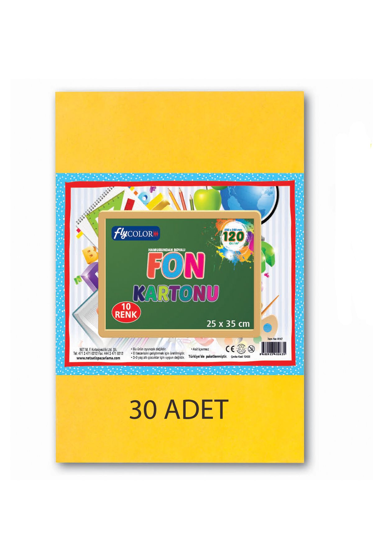 FLY COLOR Fon Kartonu 25*35cm 30 Adet 10 Renk
