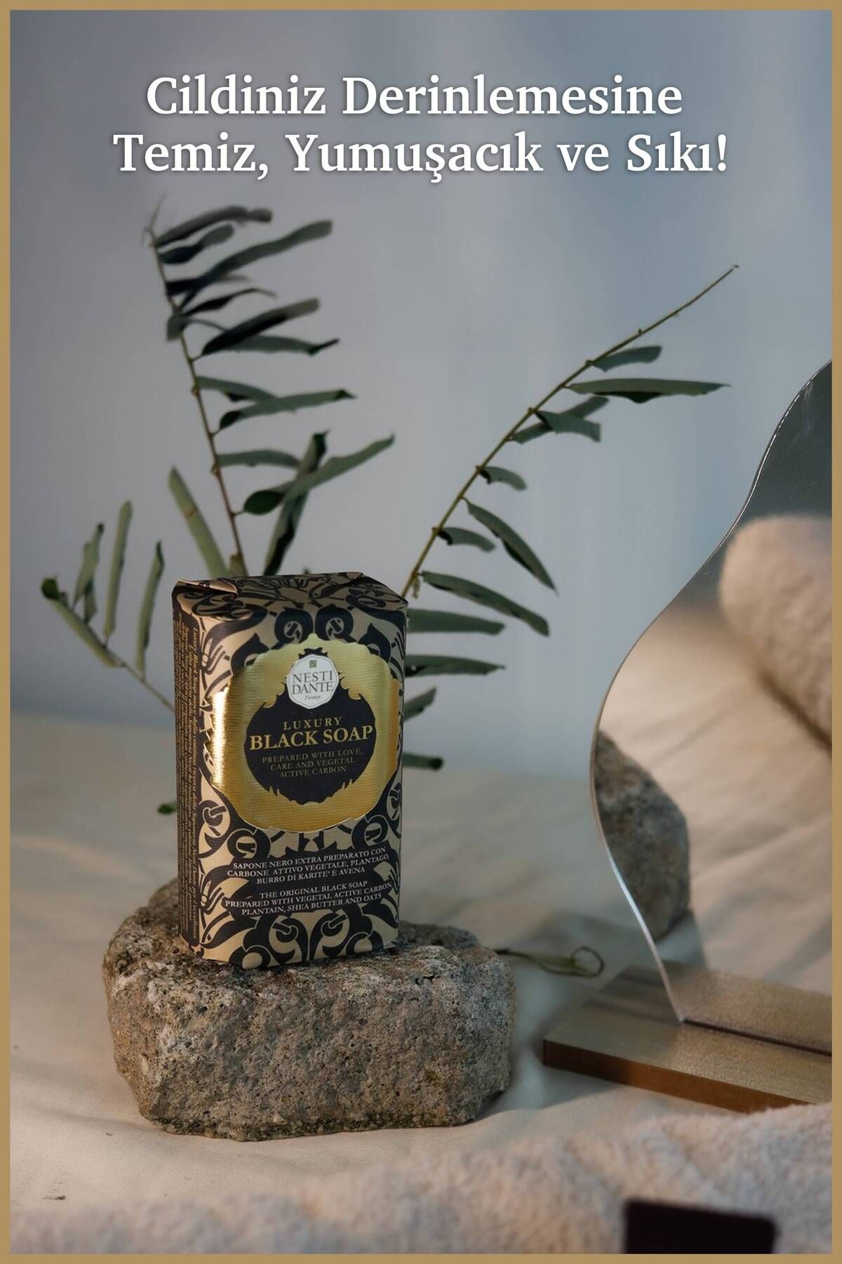 Nesti Dante-Luxury Black Solid Soap 250Gr |   Revitalizing and Firming |   Activated Carbon 5