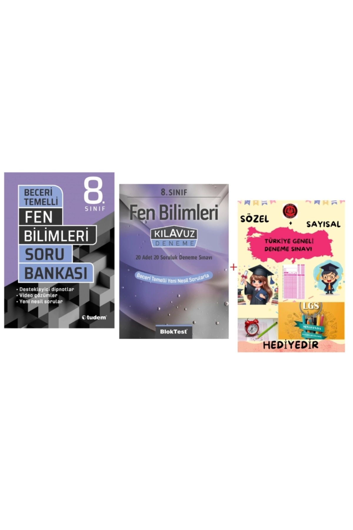 Tudem Yayınları TUDEM YAYINLARI LGS FEN BİLİMLERİ BECERİ TEMELLİ SORU BANKASI - FEN BİLİMLERİ KLAVUZ DENEME - HEDİYE